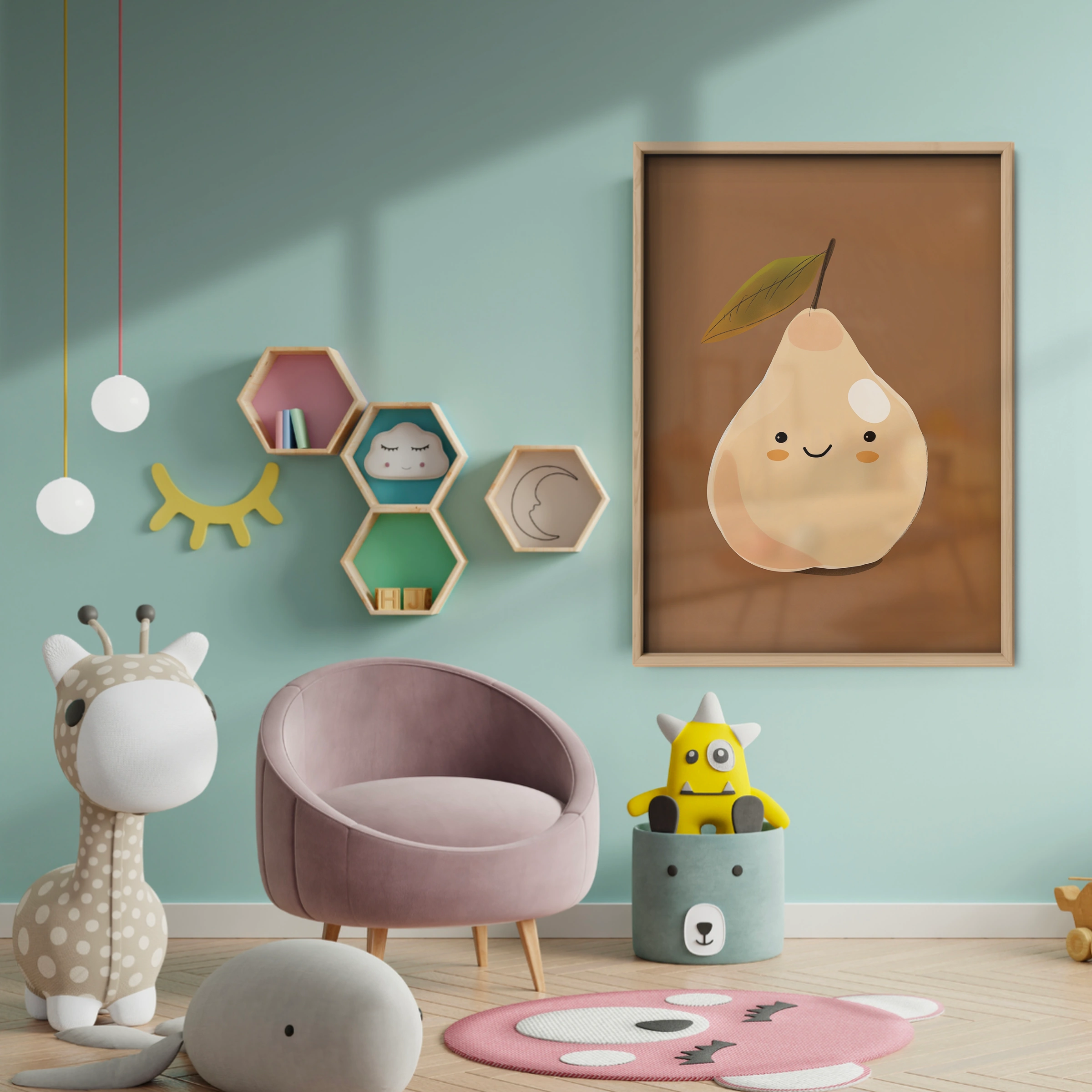 Happy Pear Two Nursery Print - baby room wall decor print