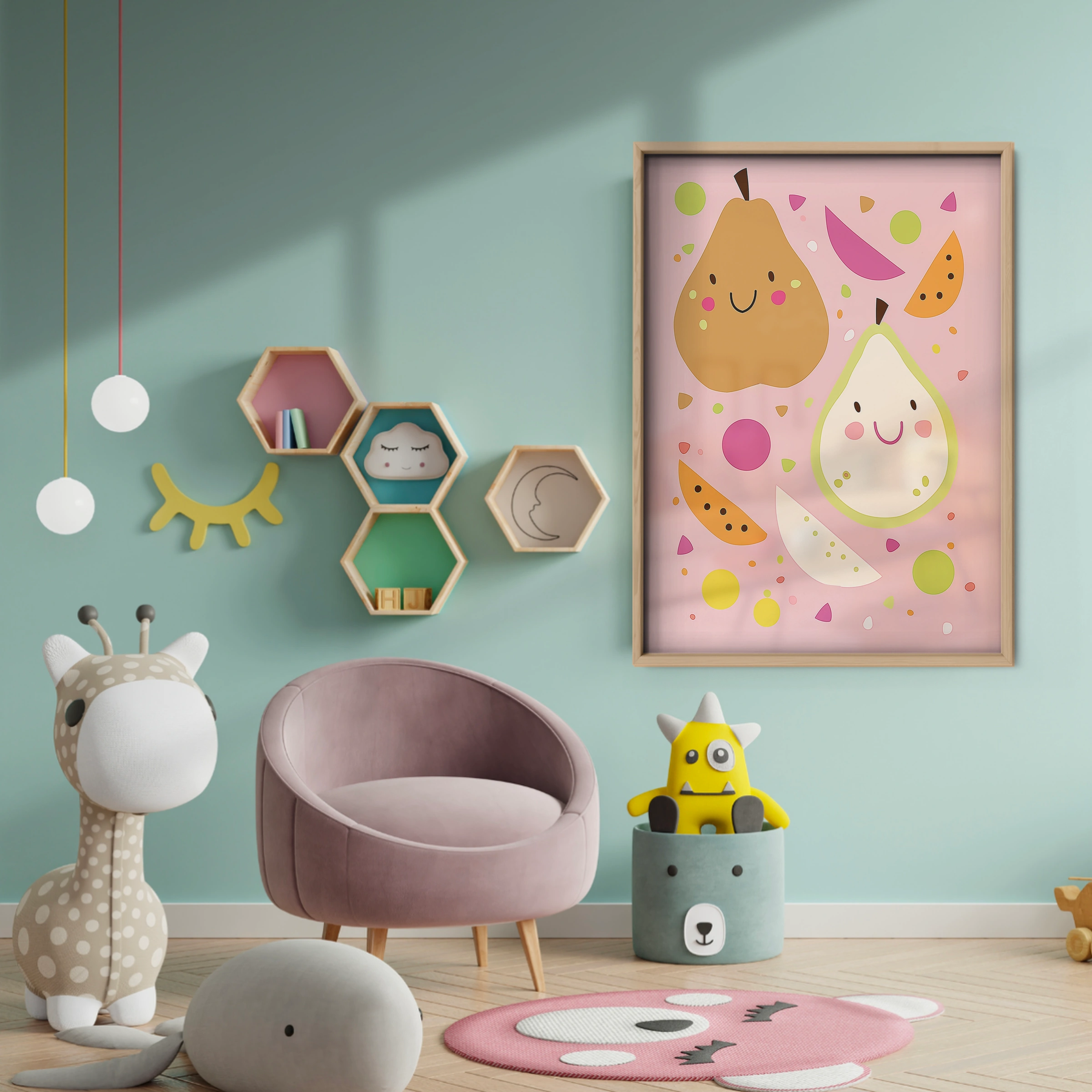 Happy Pears Nursery Print - baby room wall decor print