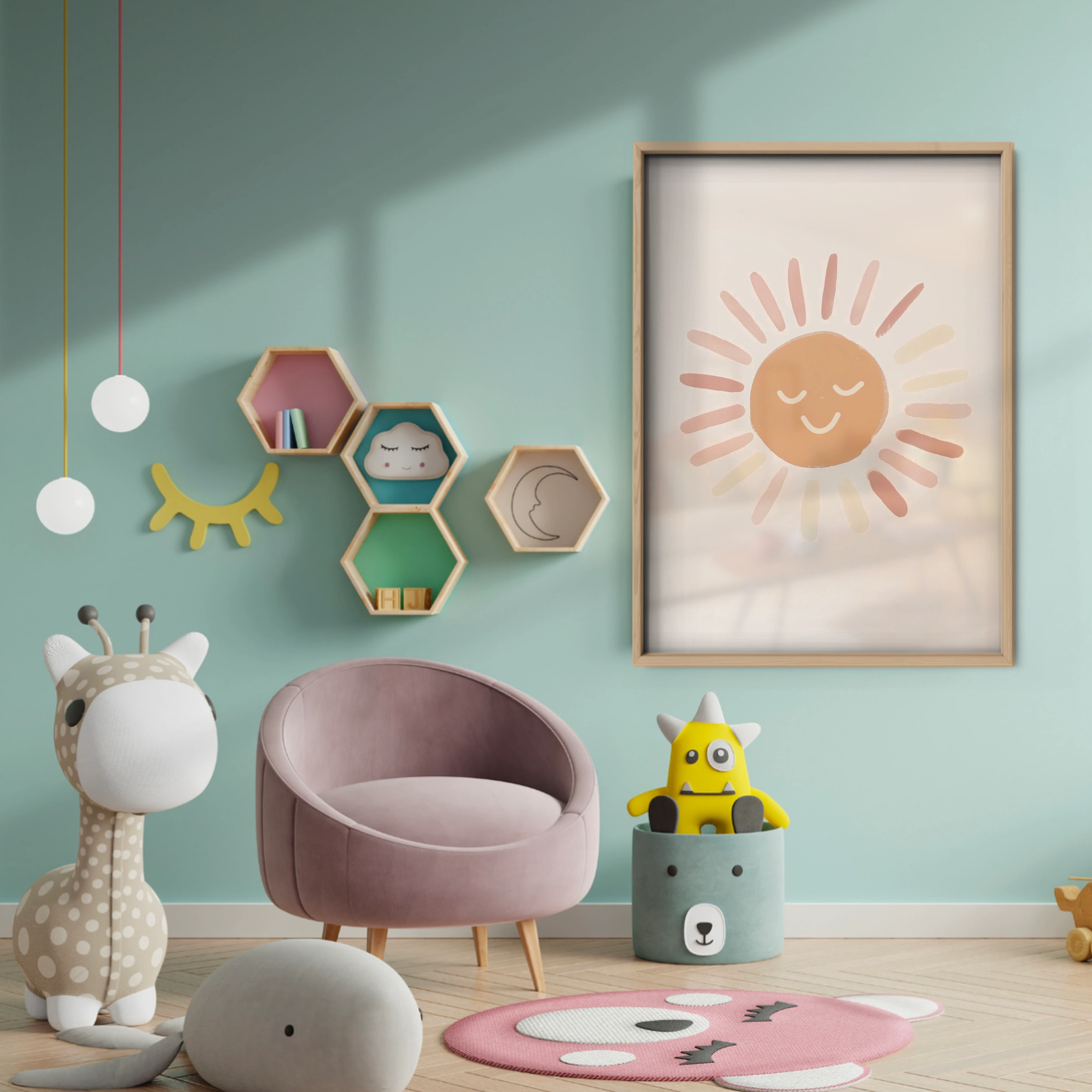 Happy Sunshine Nursery Print - baby room wall decor print