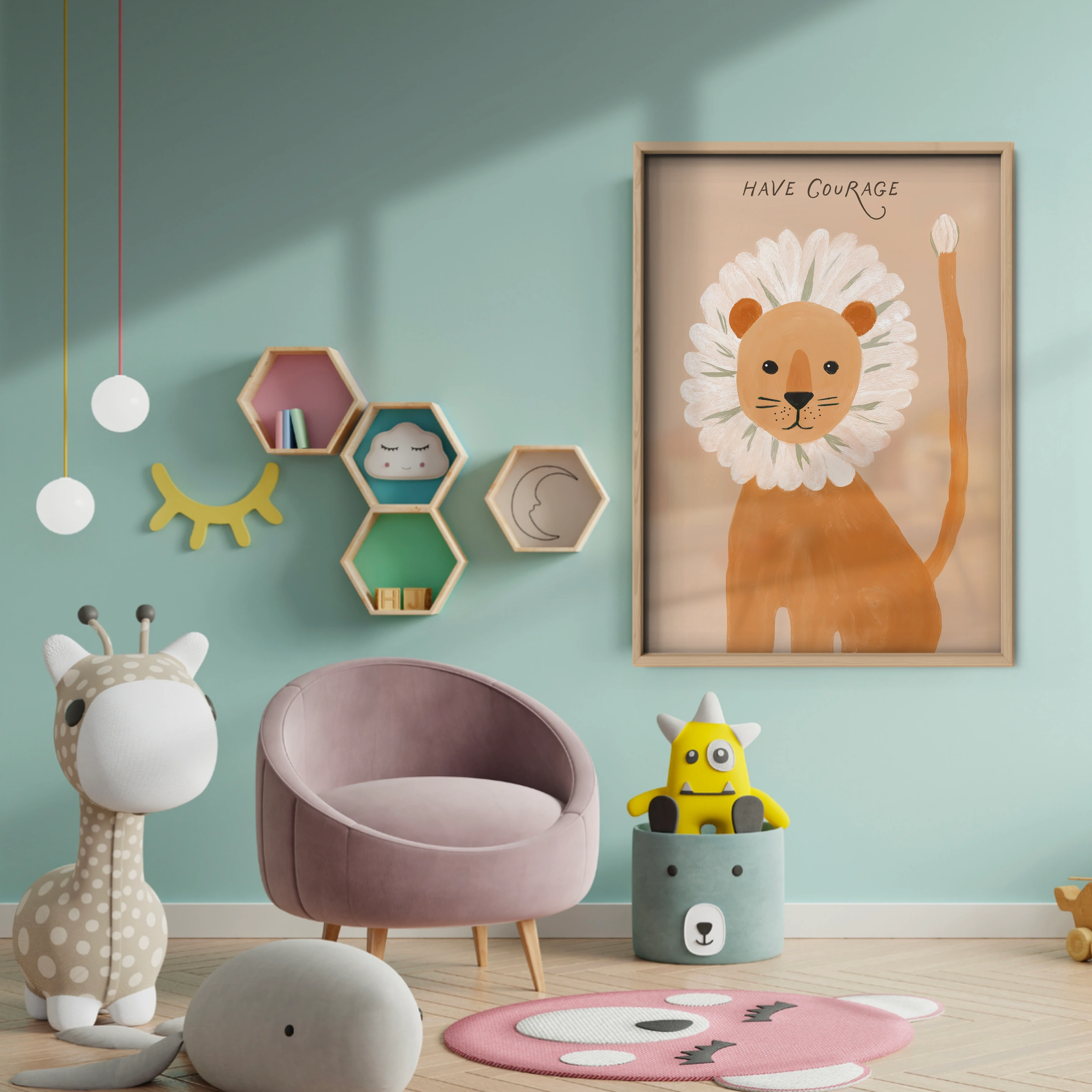 Have Courage Lion Nursery Print - baby room wall decor print