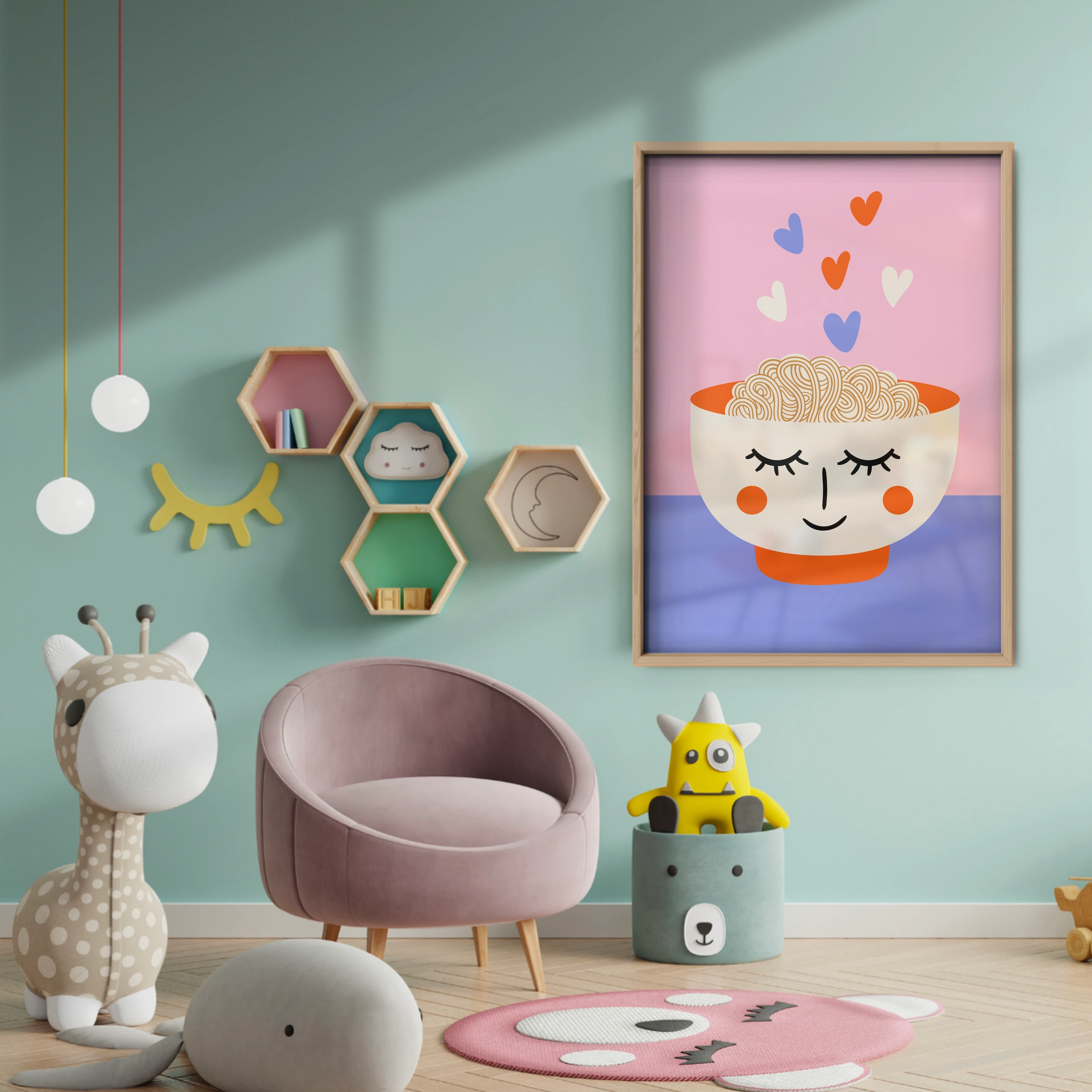 Heart Bowl Nursery Print - baby room wall decor print