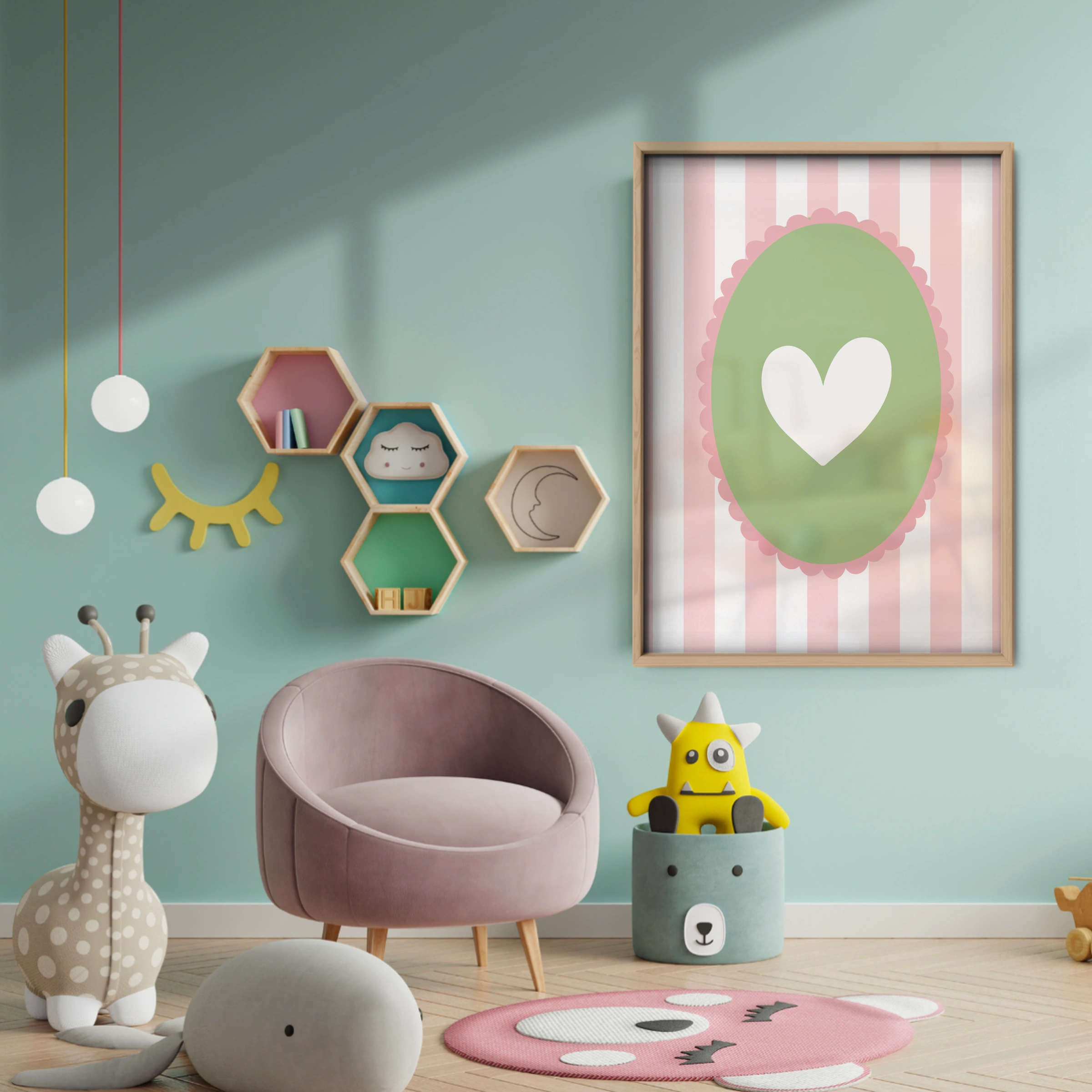Heart Cameo Nursery Print - baby room wall decor print