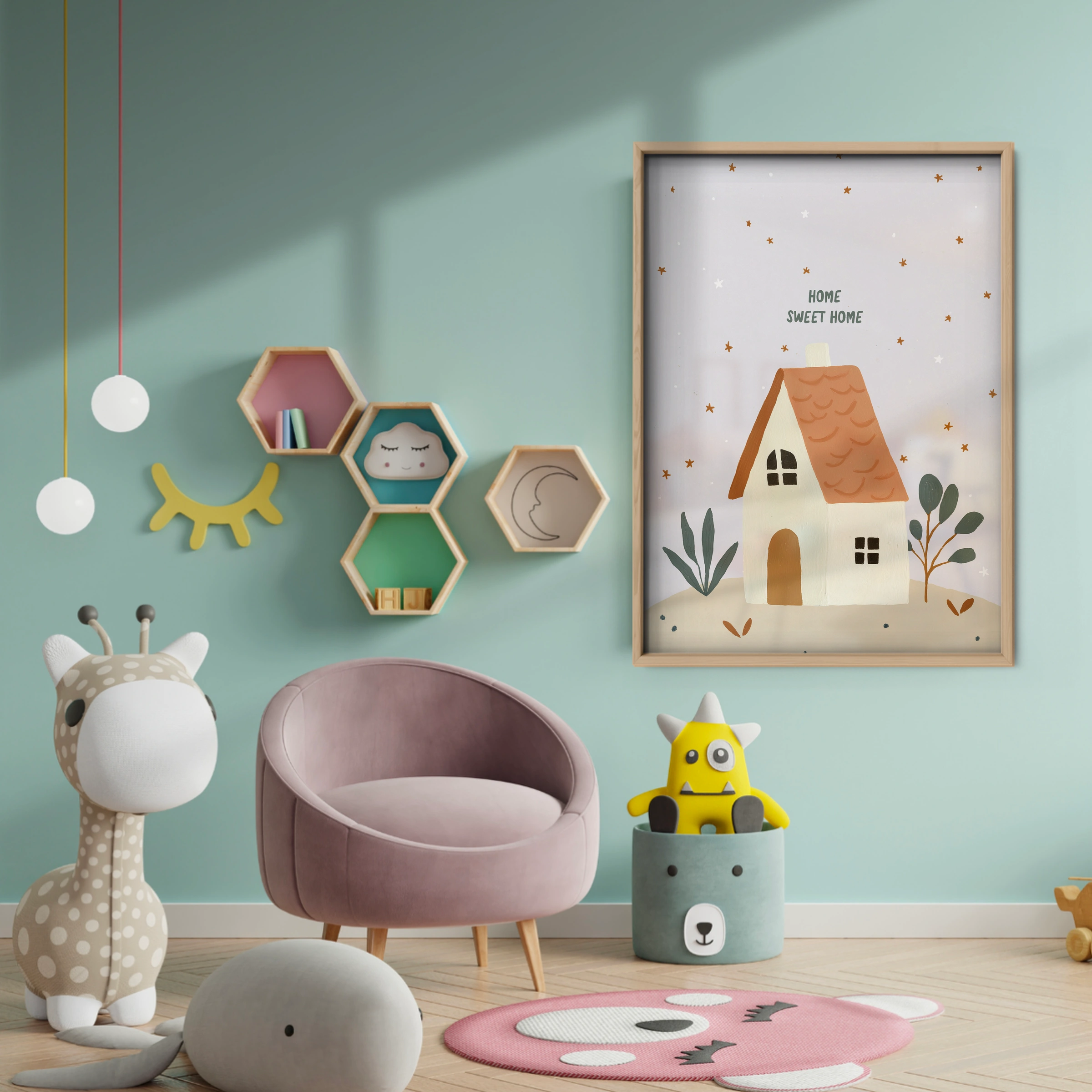 Home Sweet Home Nursery Print - baby room wall decor print