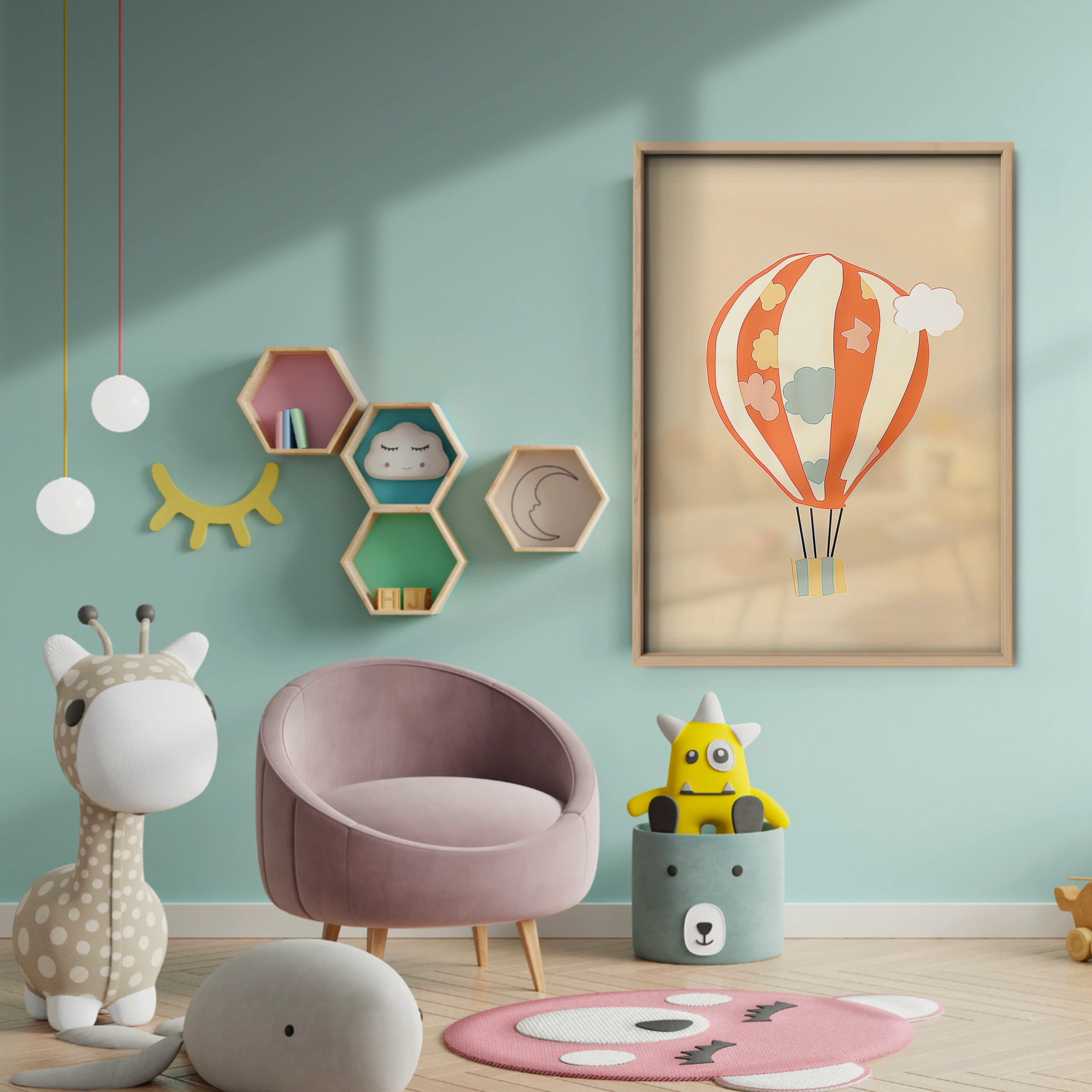Hot Air Balloon Nursery Print - baby room wall decor print