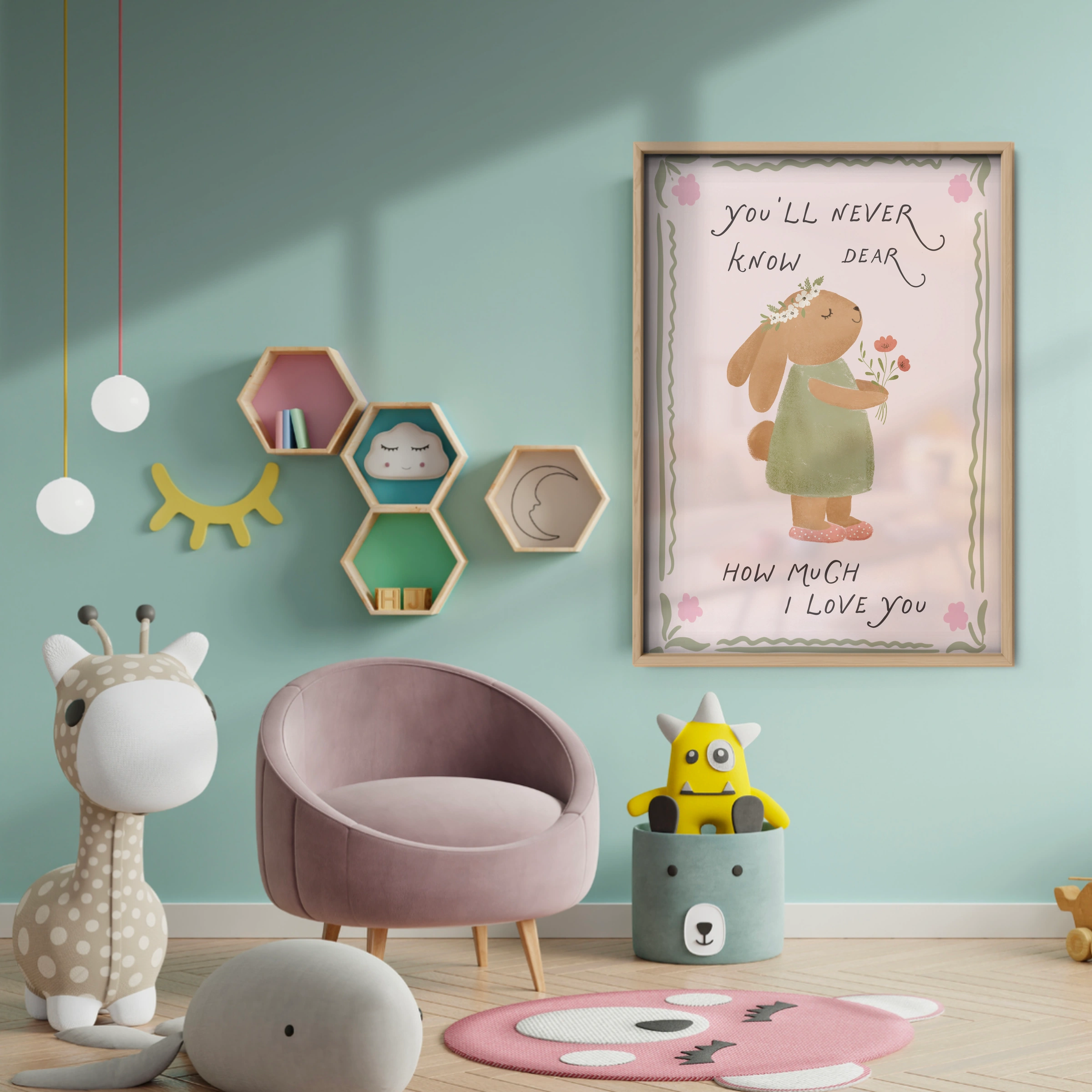 How Much I Love You Nursery Print - baby room wall decor print