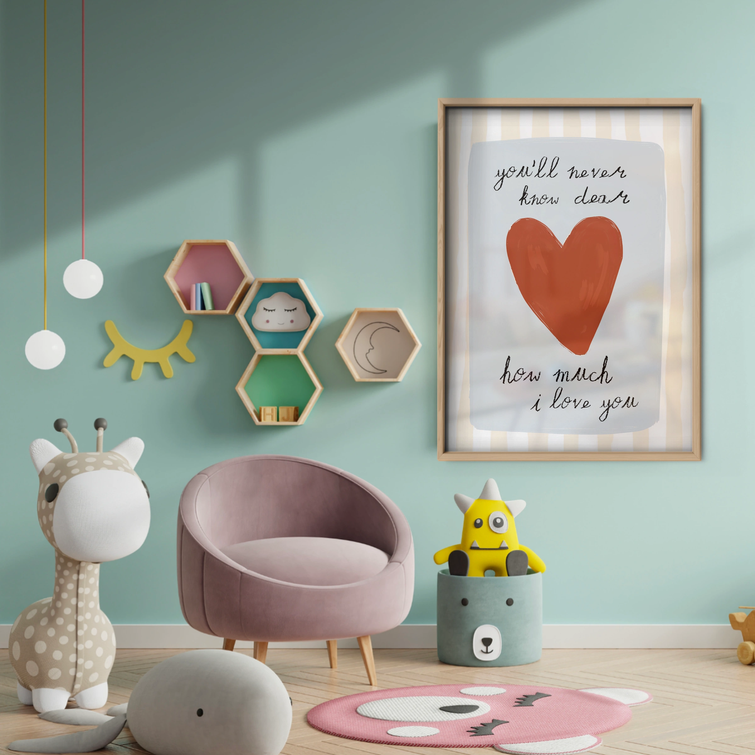 How Much I Love You Text Nursery Print - baby room wall decor print