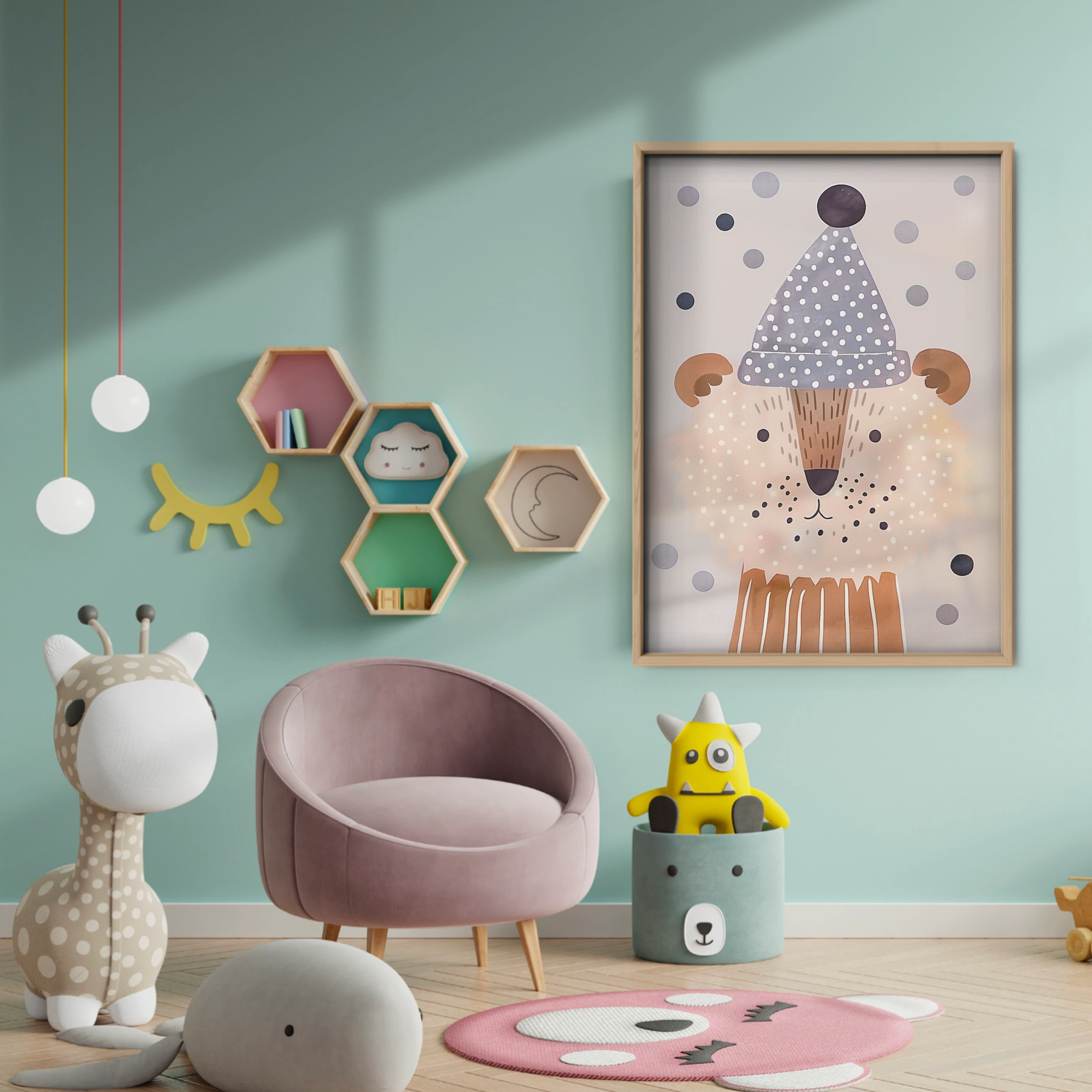 Ice Cream Bear Nursery Print - baby room wall decor print