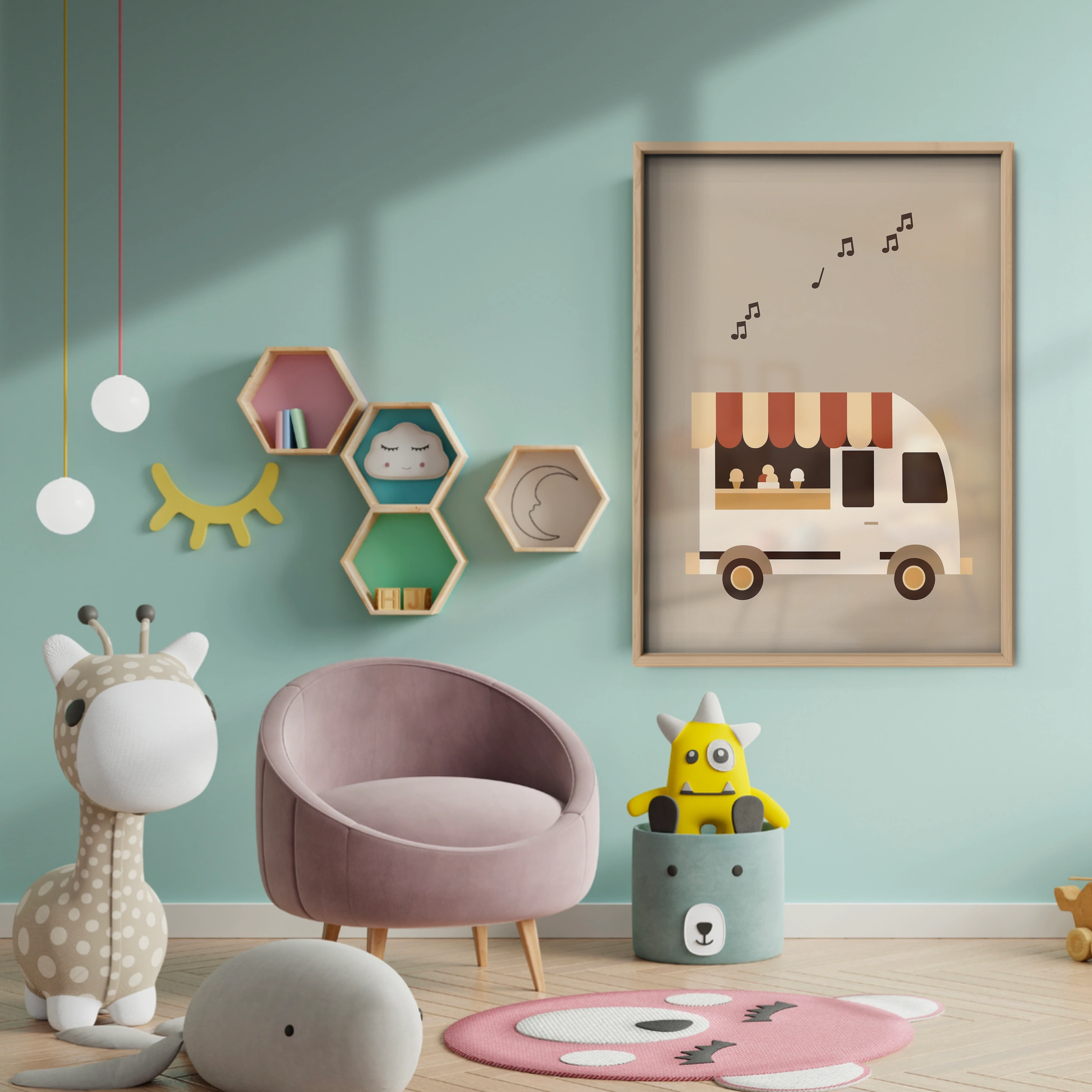 Ice Cream Truck Nursery Print - baby room wall decor print