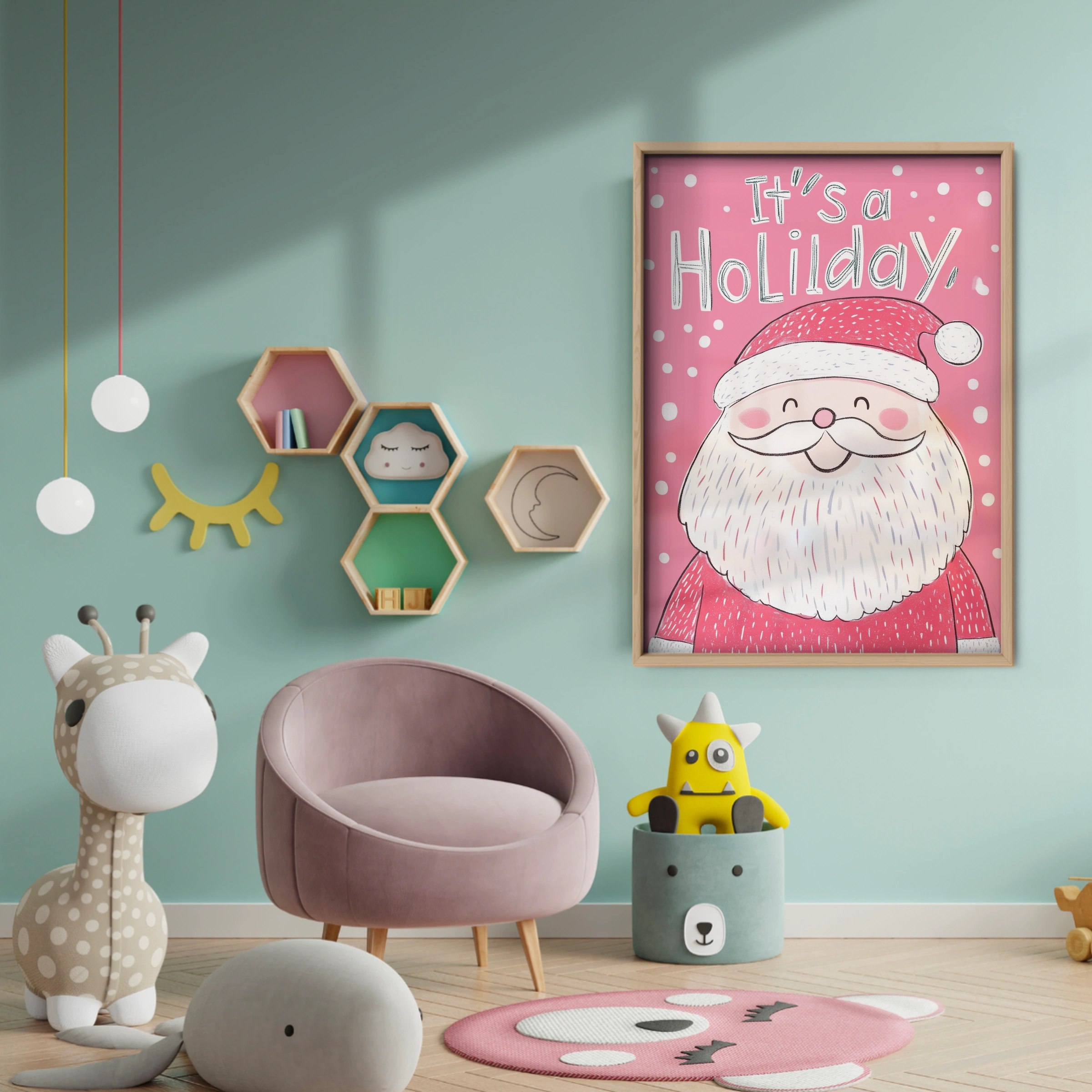 It's a Holiday Santa Print - baby room wall decor print