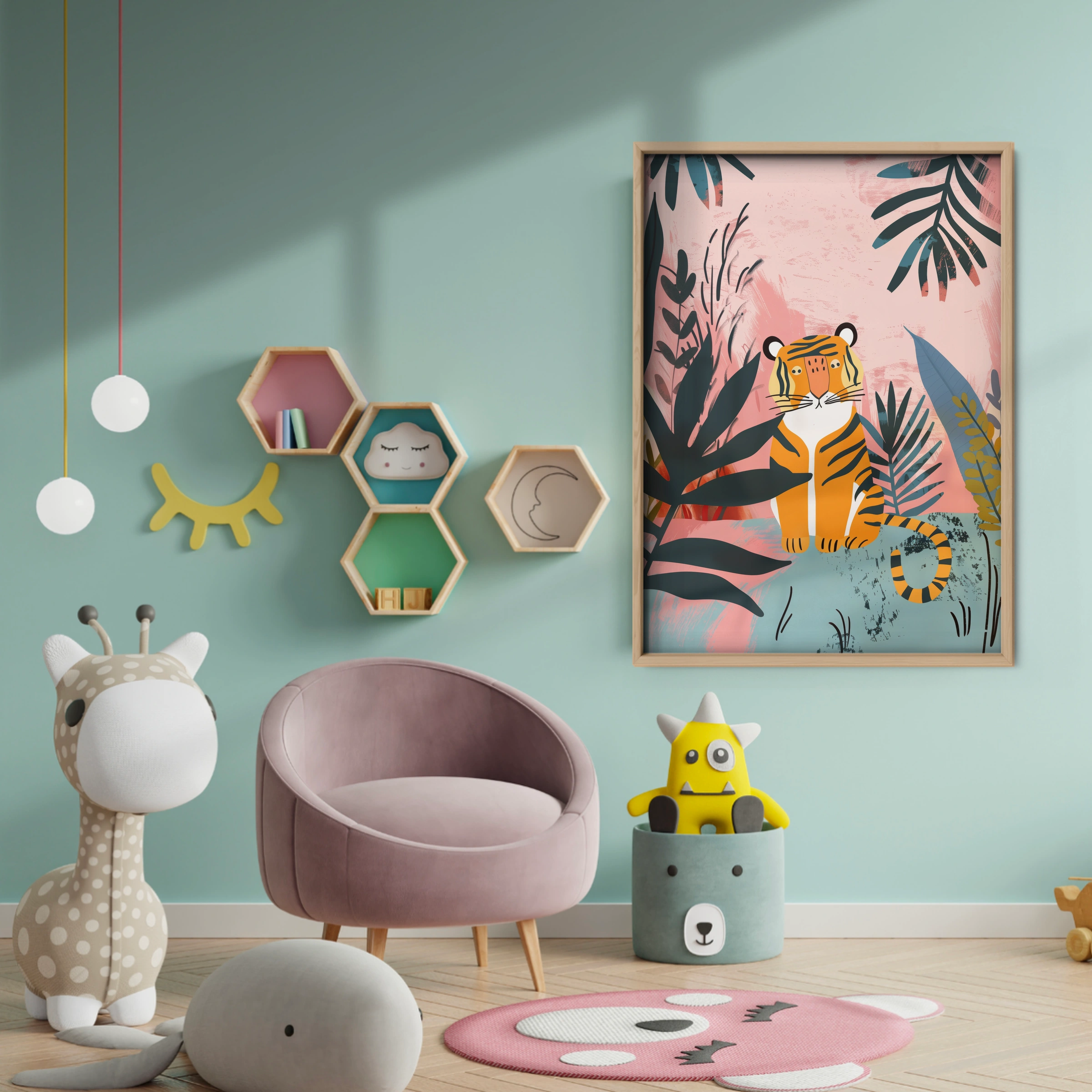 Jungle Tiger Nursery Print - baby room wall decor print