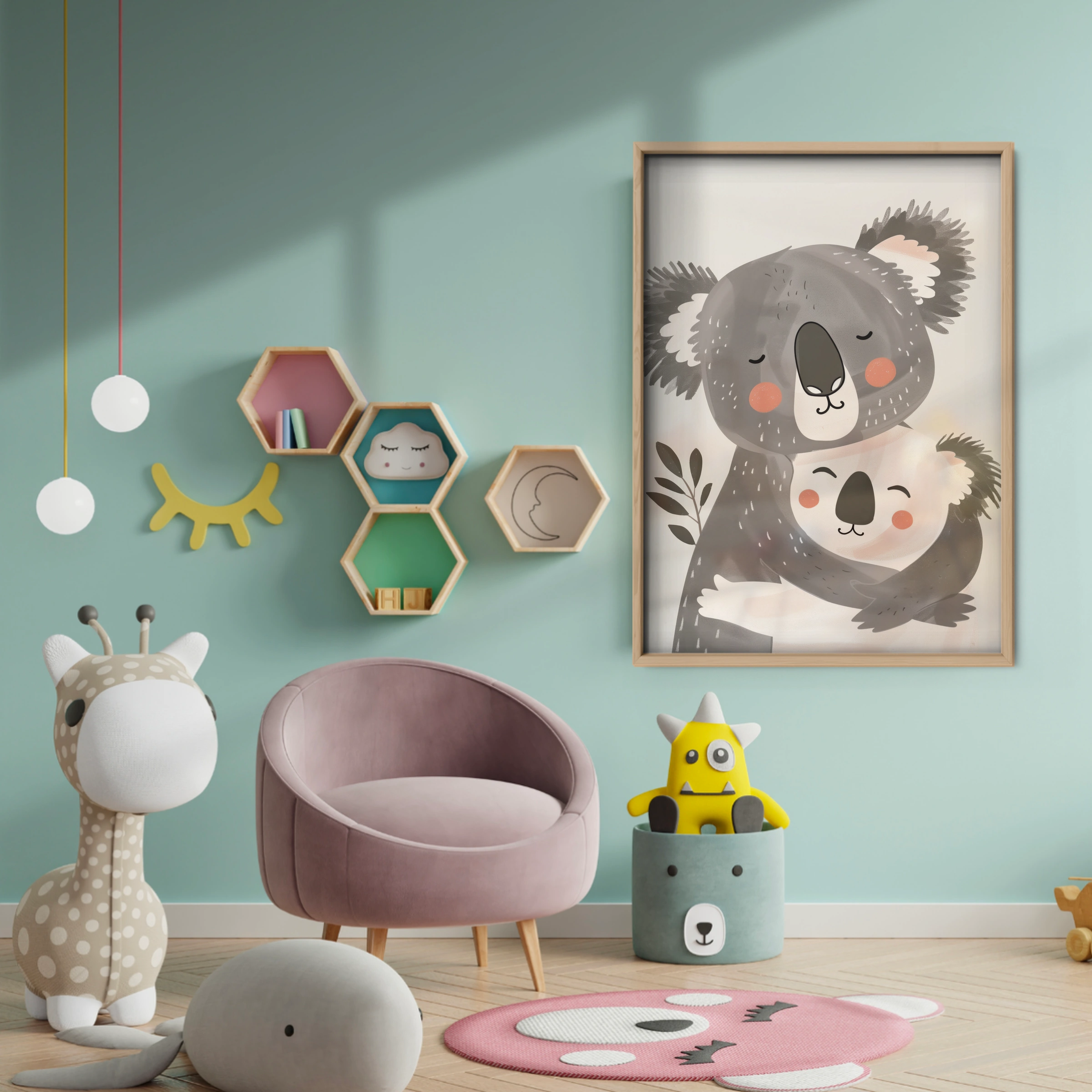 Koala and Baby Nursery Print - baby room wall decor print
