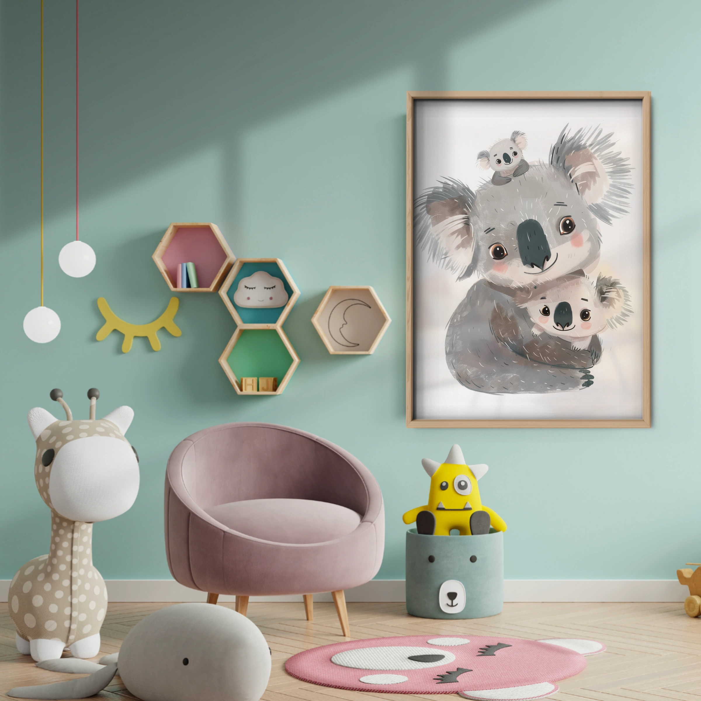 Koala Family Nursery Print - baby room wall decor print