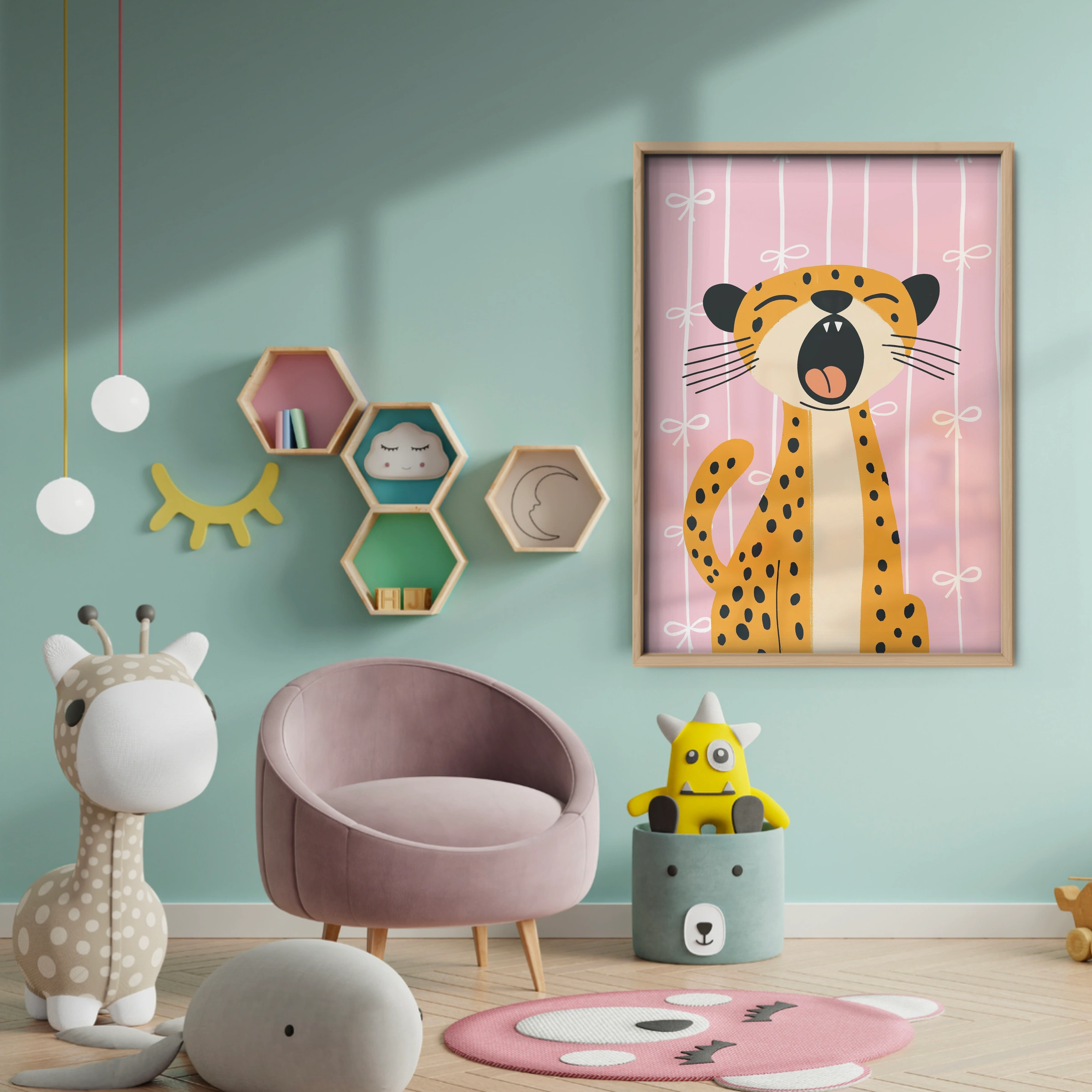 Laughing Cheetah Nursery Print - baby room wall decor print