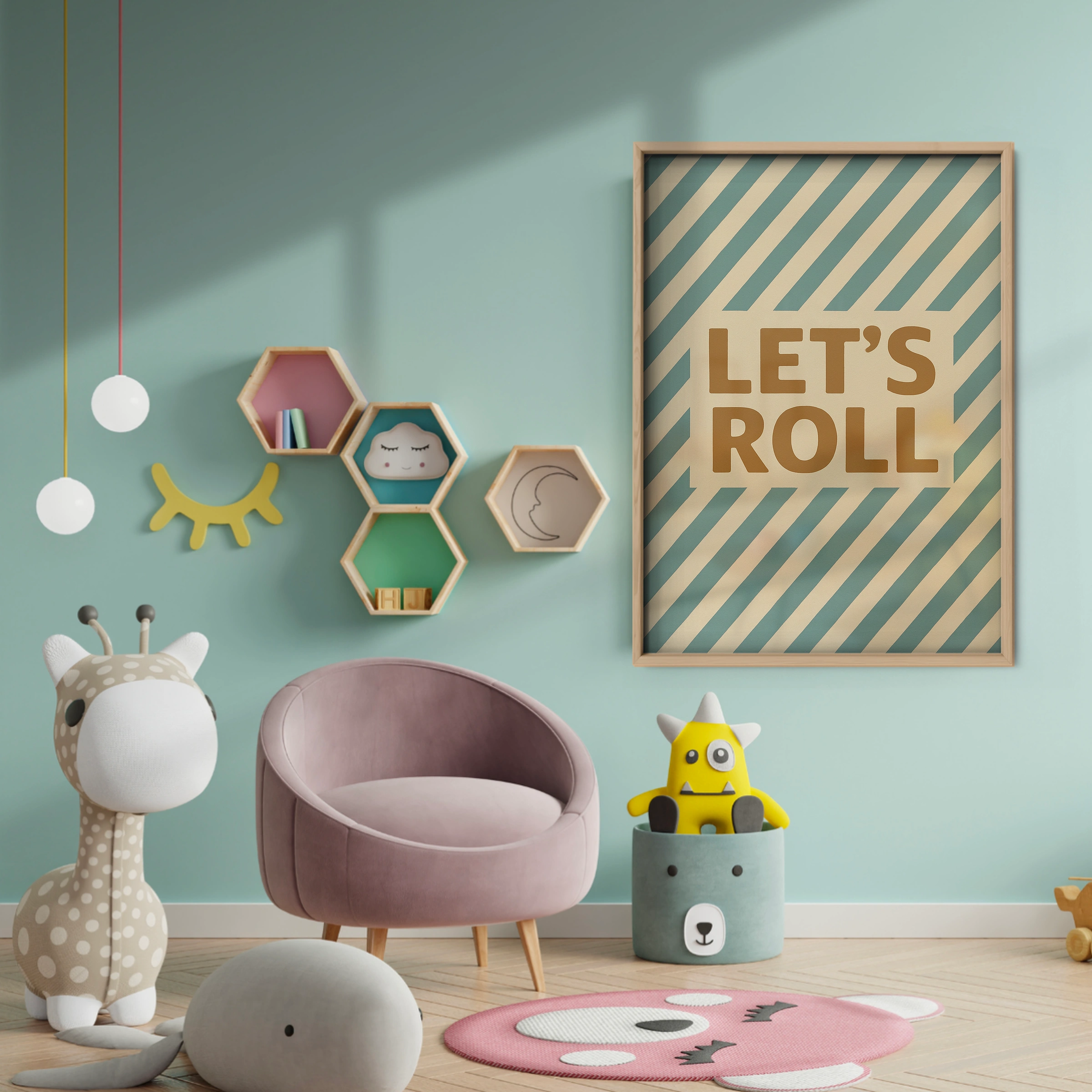 Let's Roll Nursery Print - baby room wall decor print