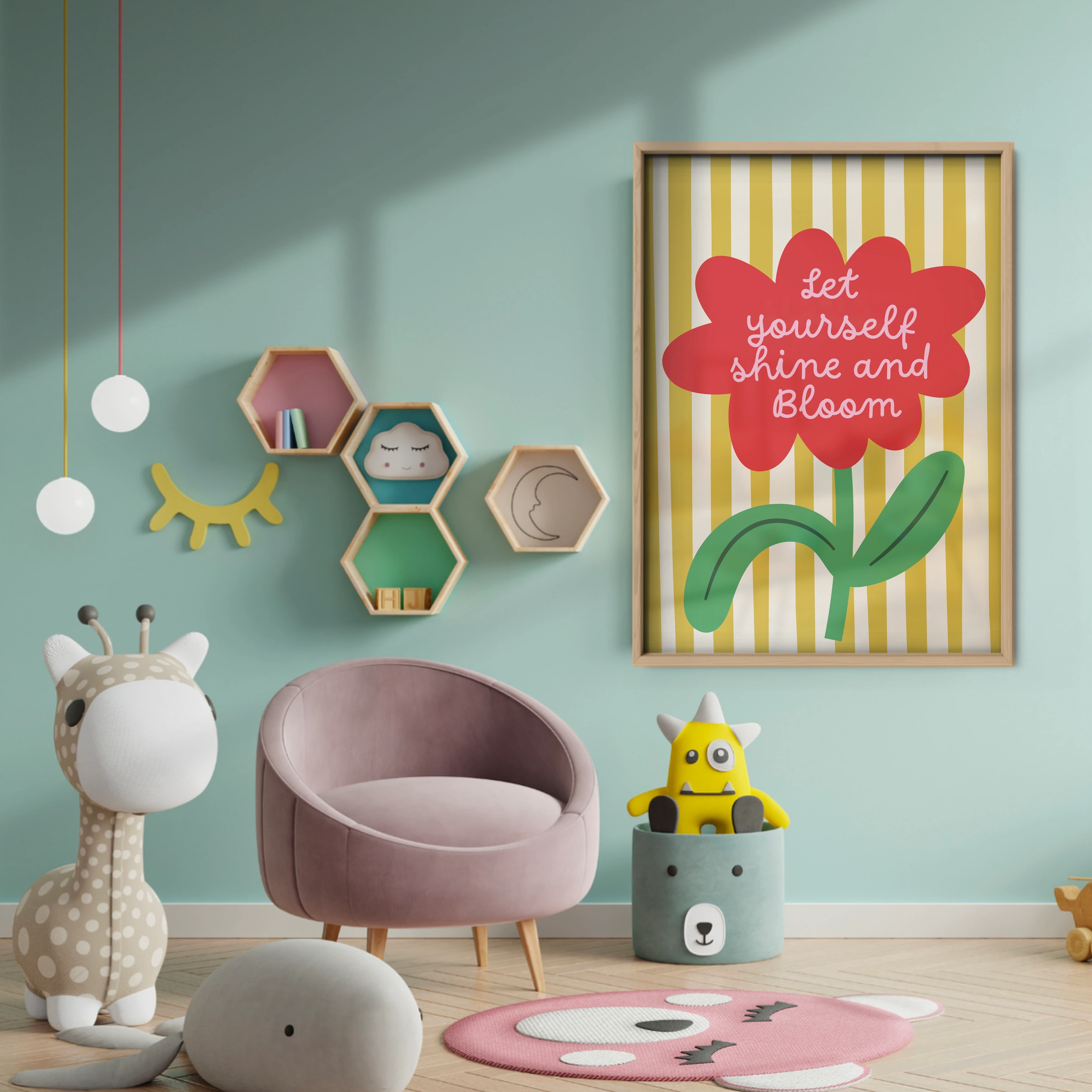 Let Yourself Shine And Bloom Nursery Print - baby room wall decor print