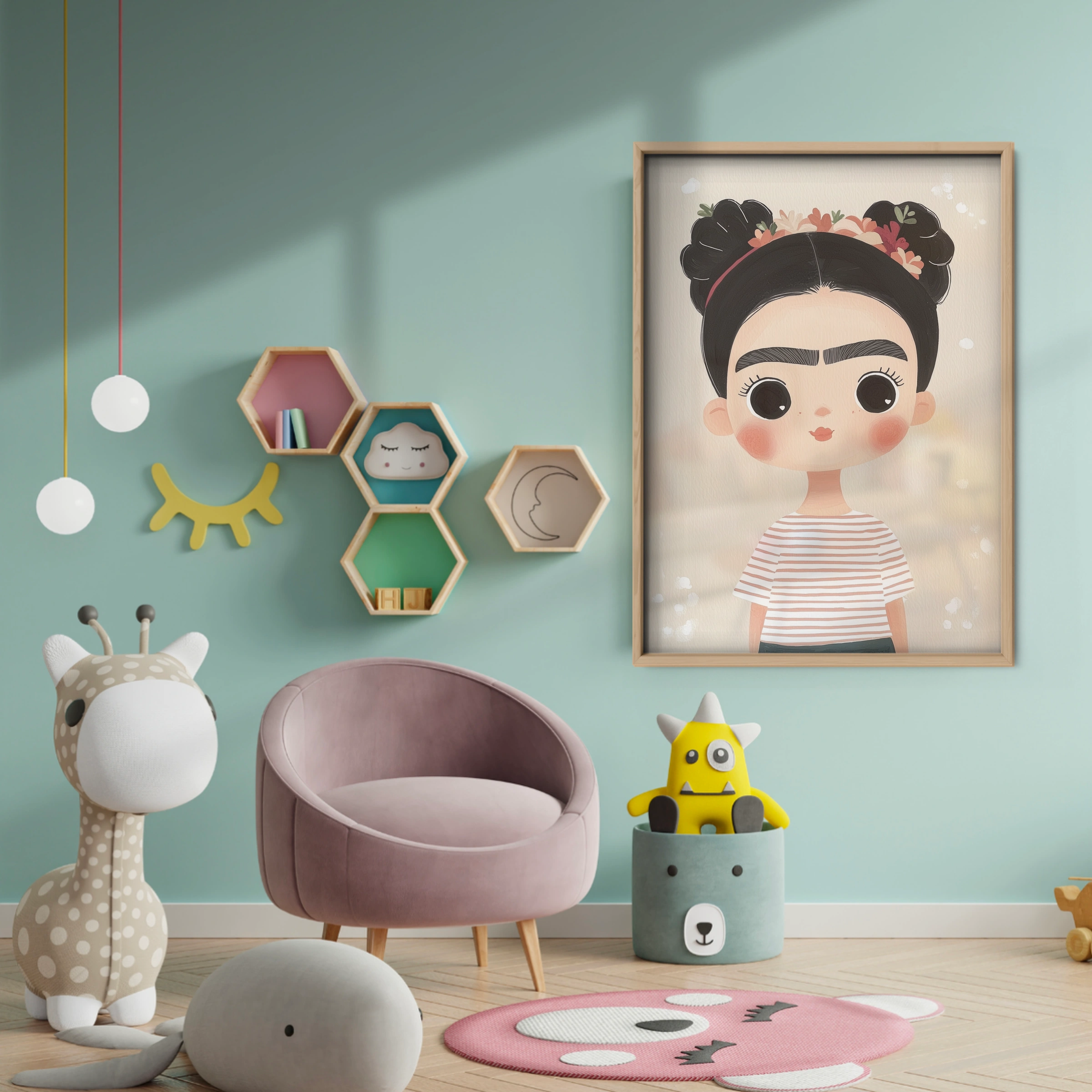 Little Artist Girl Nursery Print - baby room wall decor print