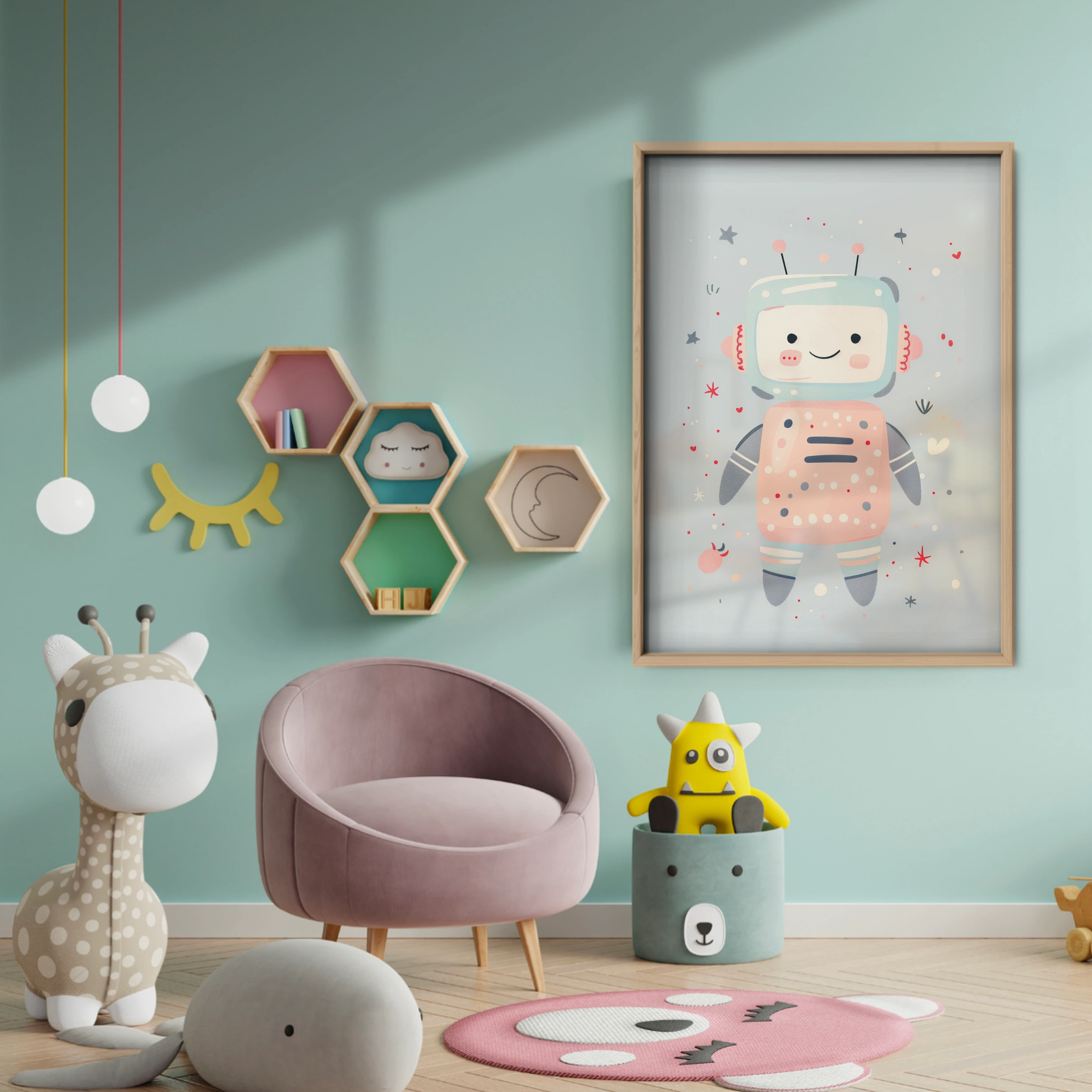 Little Astronaut Nursery Print - baby room wall decor print
