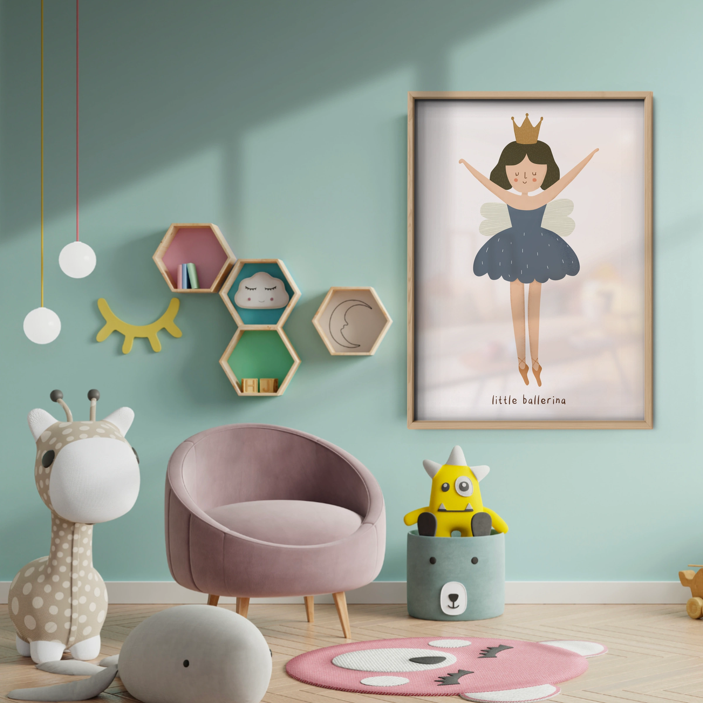 Little Ballerina Fairy Nursery Print - baby room wall decor print