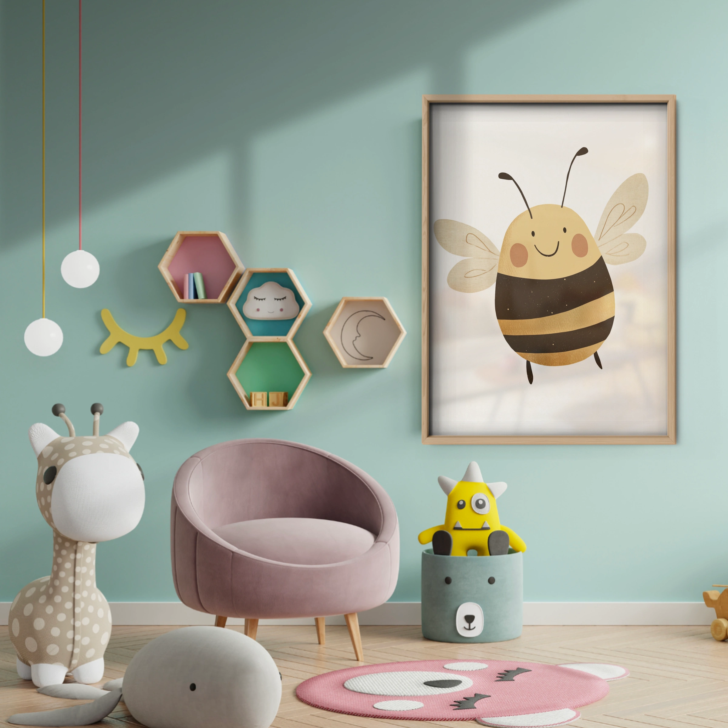 Little Bee Nursery Print - baby room wall decor print