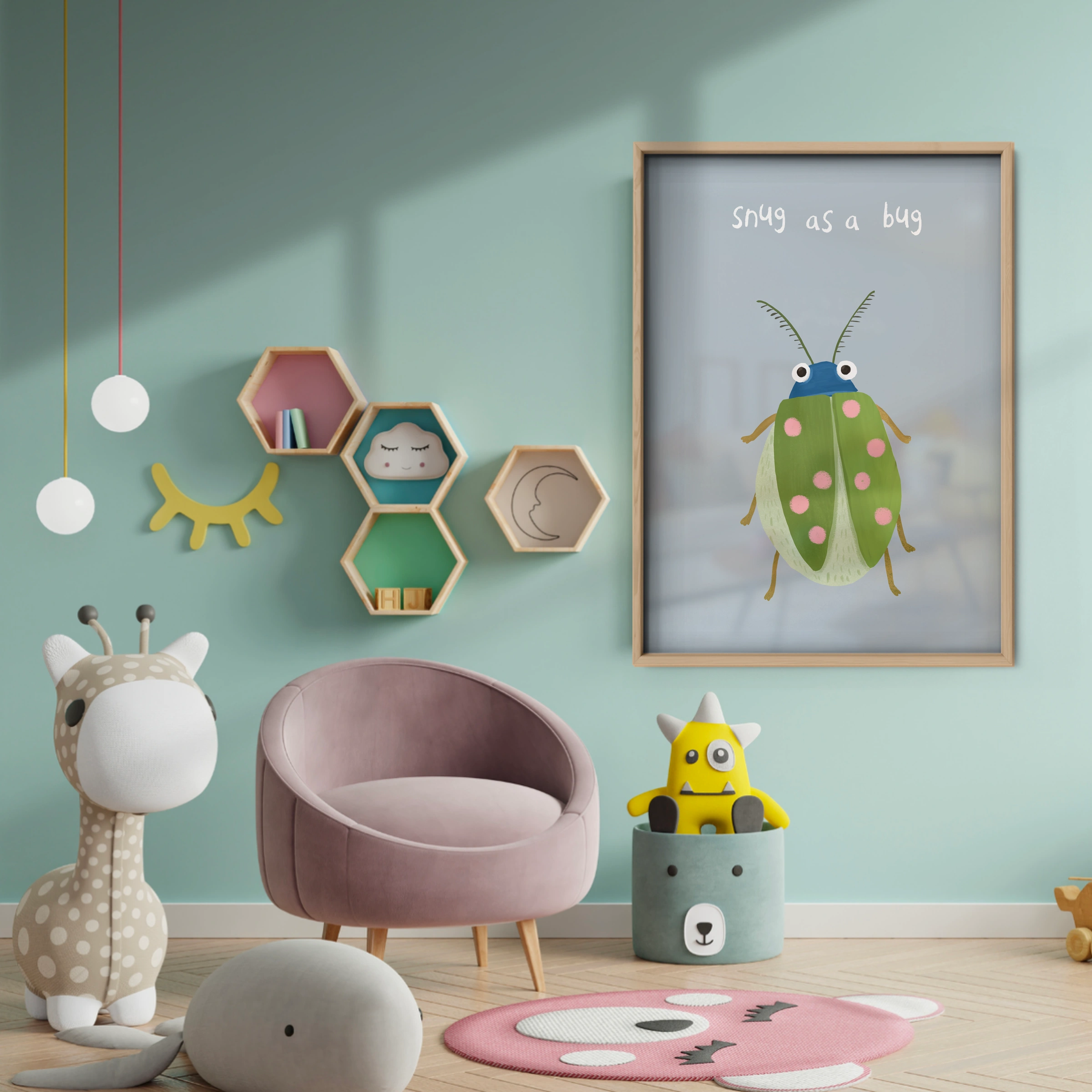 Little Beetle Nursery Print - baby room wall decor print