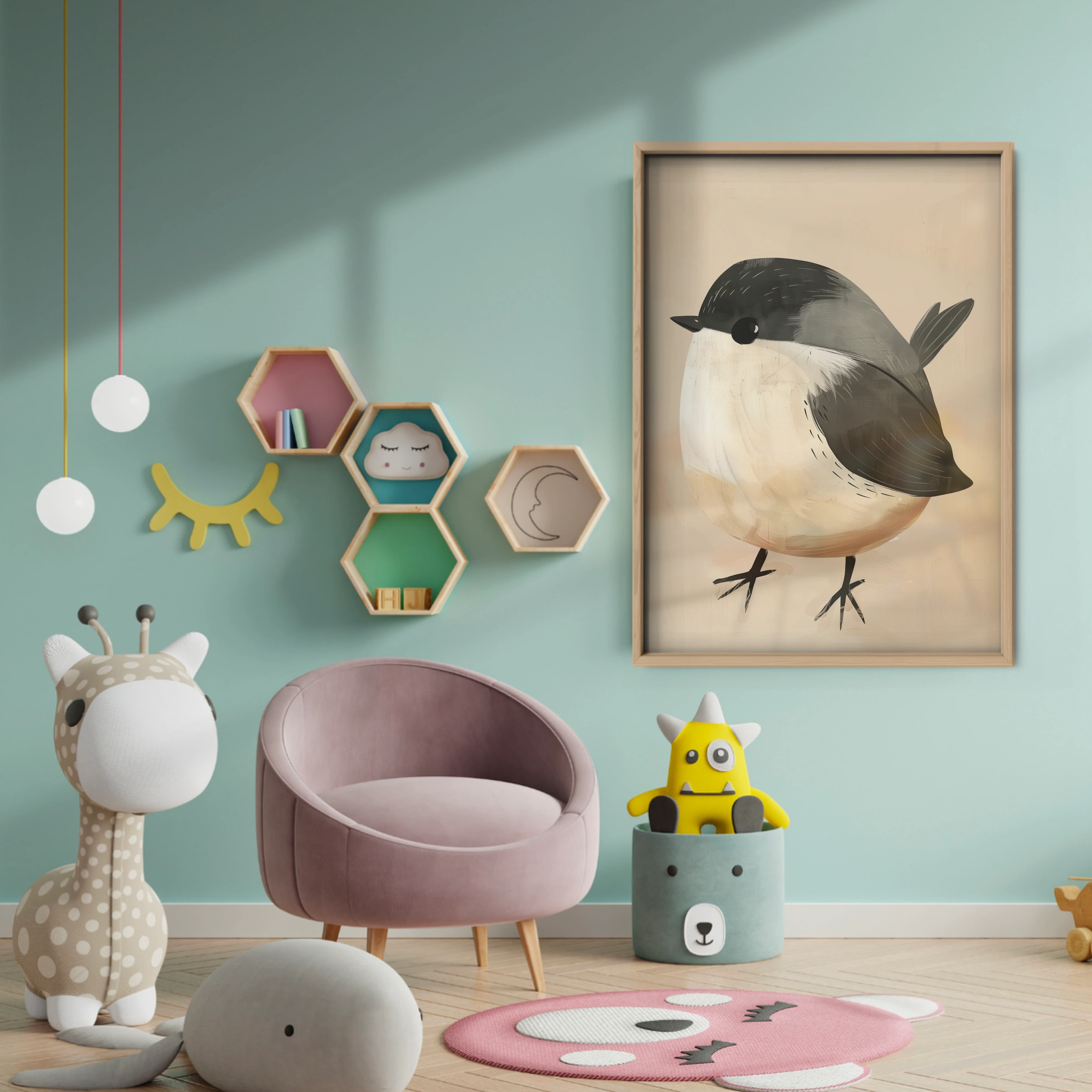 Little Chickadee Nursery Print - baby room wall decor print