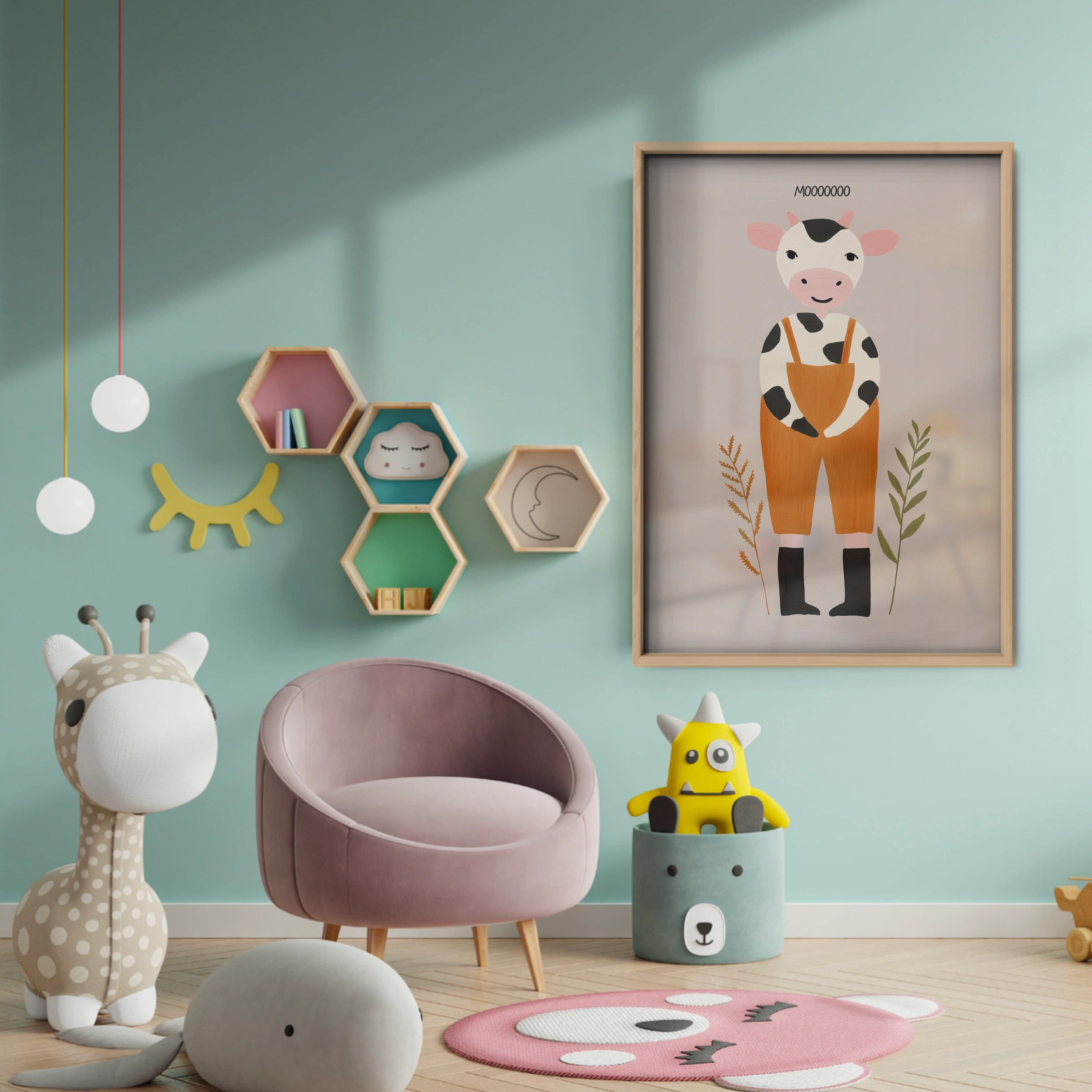 Little Cow Nursery Print - baby room wall decor print