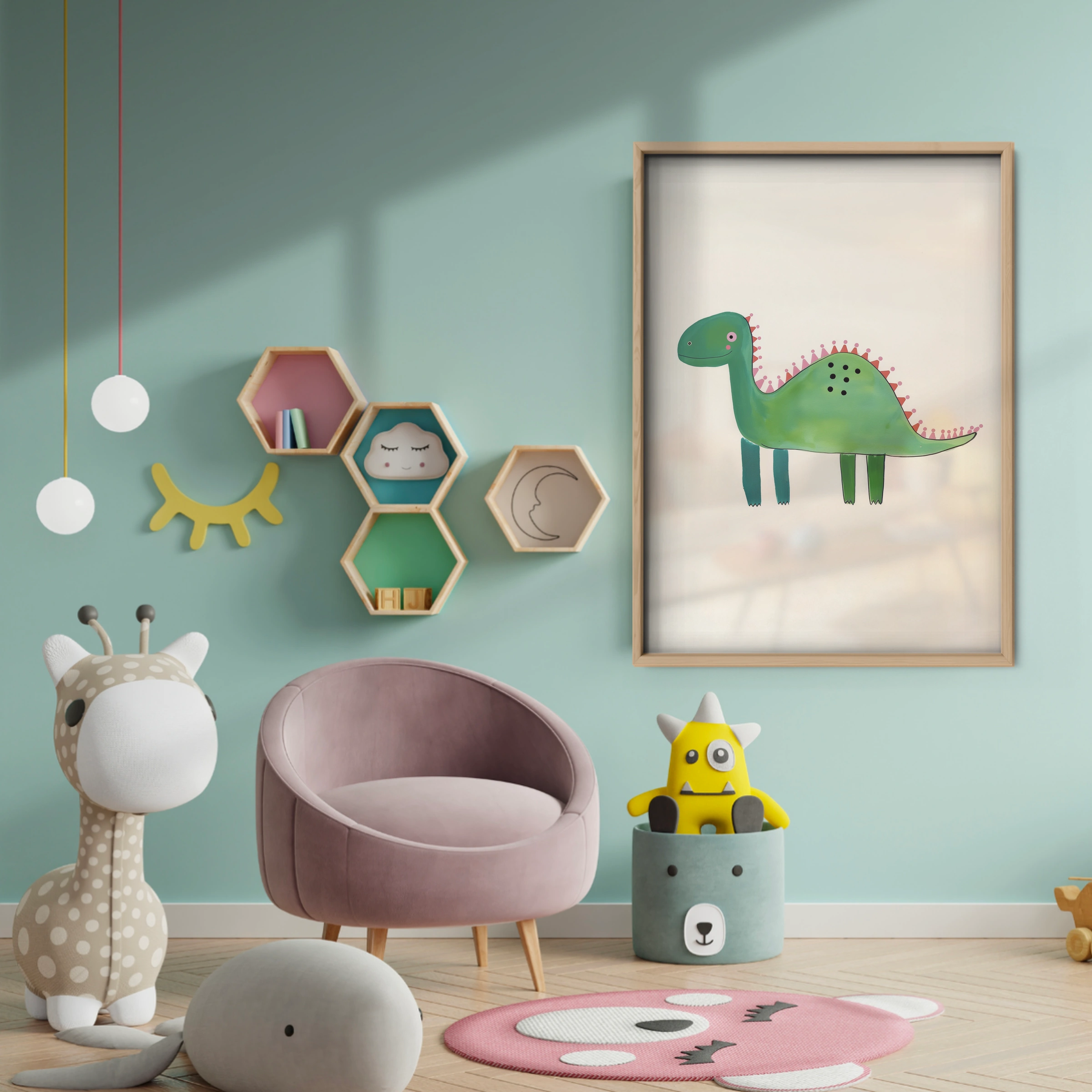 Little Dinosaur Nursery Print - baby room wall decor print