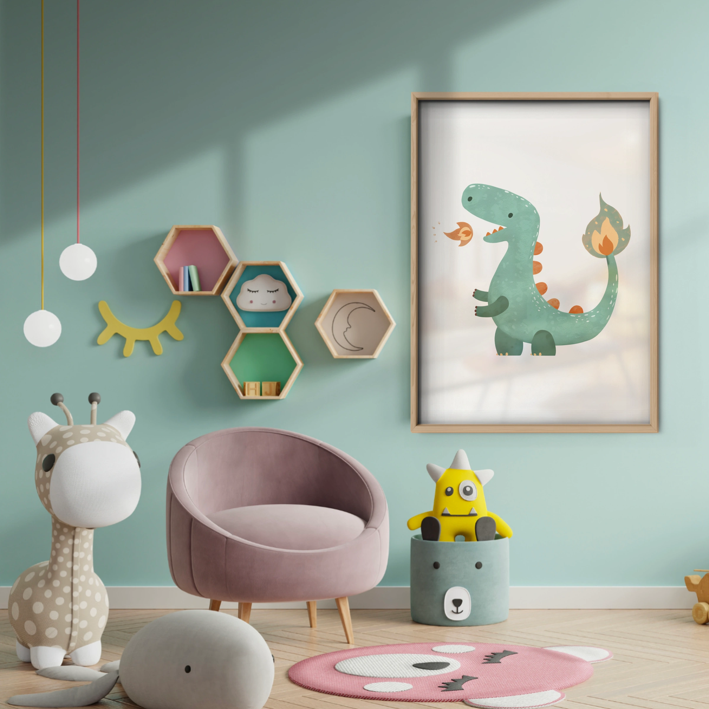 Little Dragon Nursery Print - baby room wall decor print