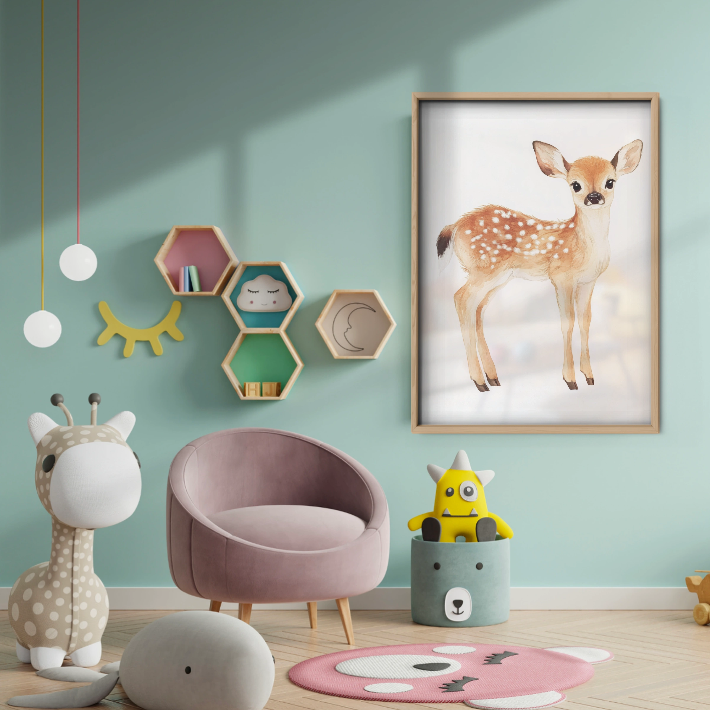 Little Fawn Nursery Print - baby room wall decor print