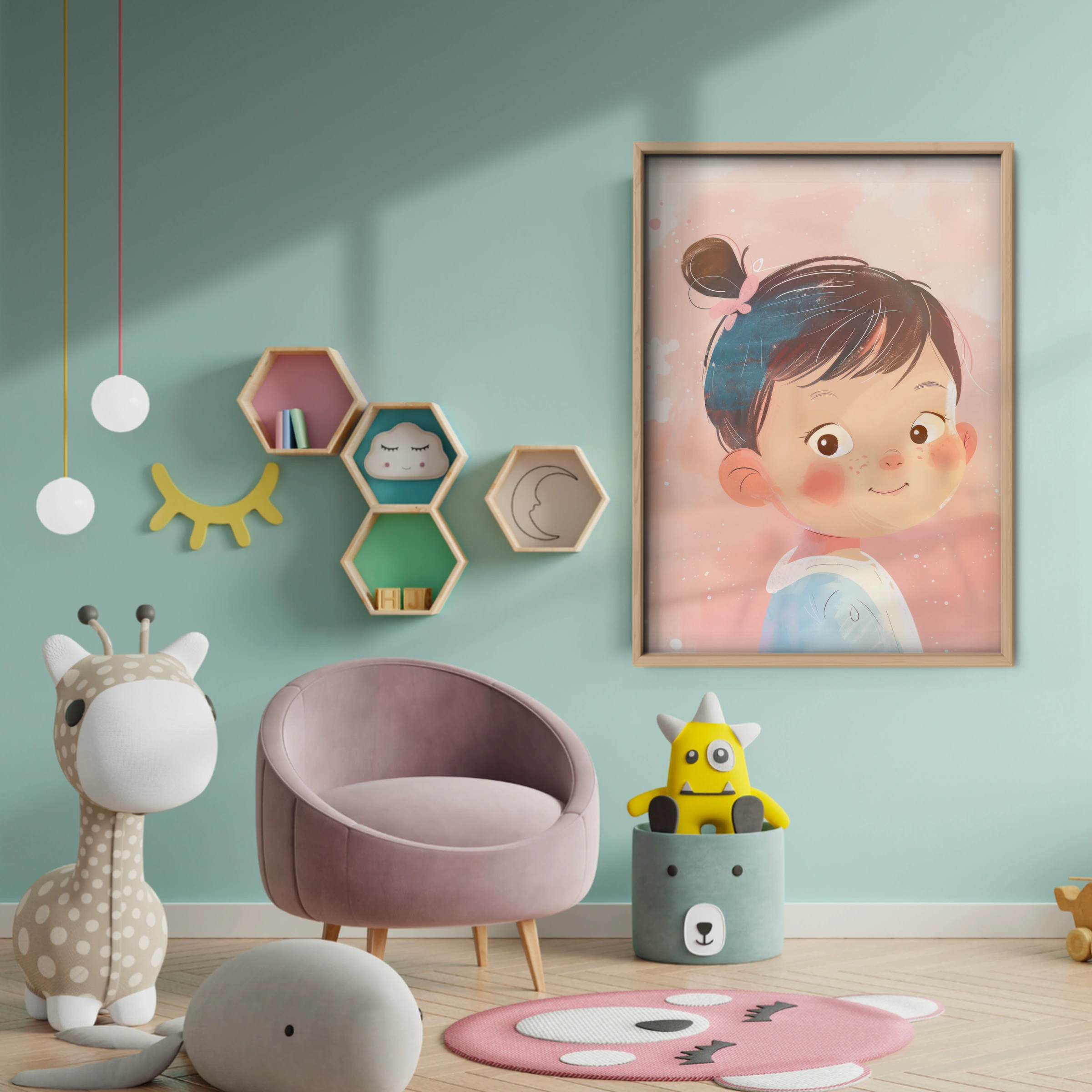 Little Girl Portrait Nursery Print - baby room wall decor print