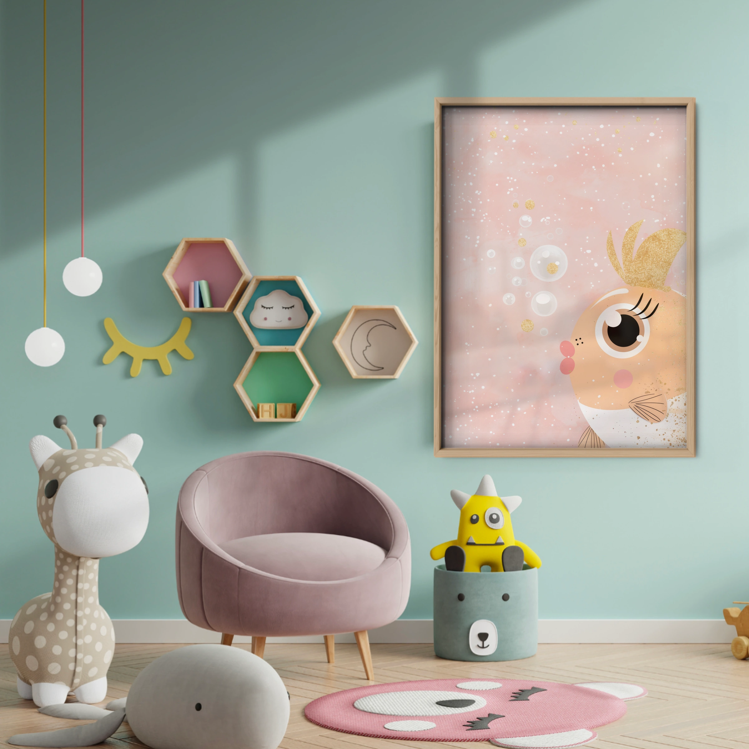 Little Goldfish Nursery Print - baby room wall decor print