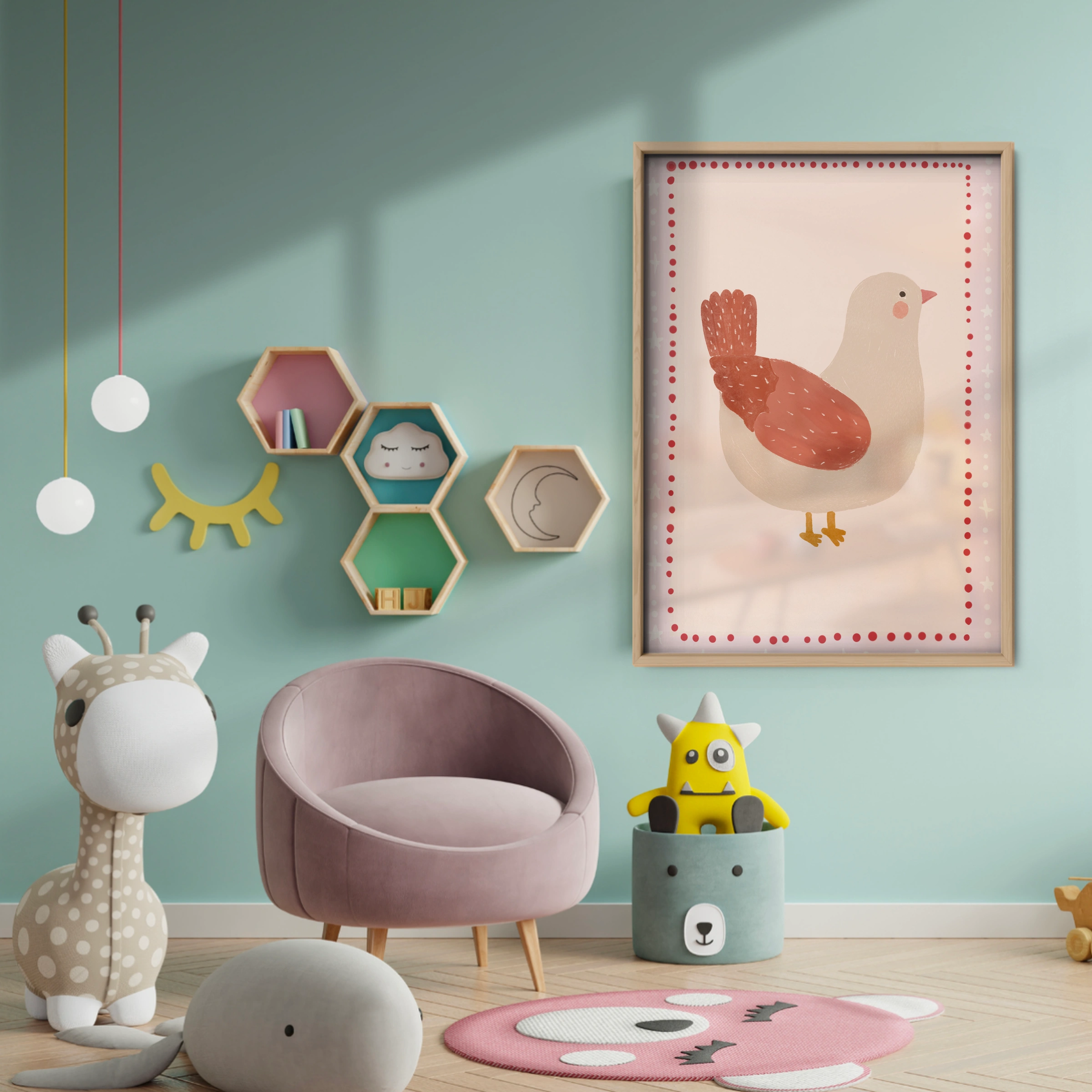 Little Hen Nursery Print - baby room wall decor print