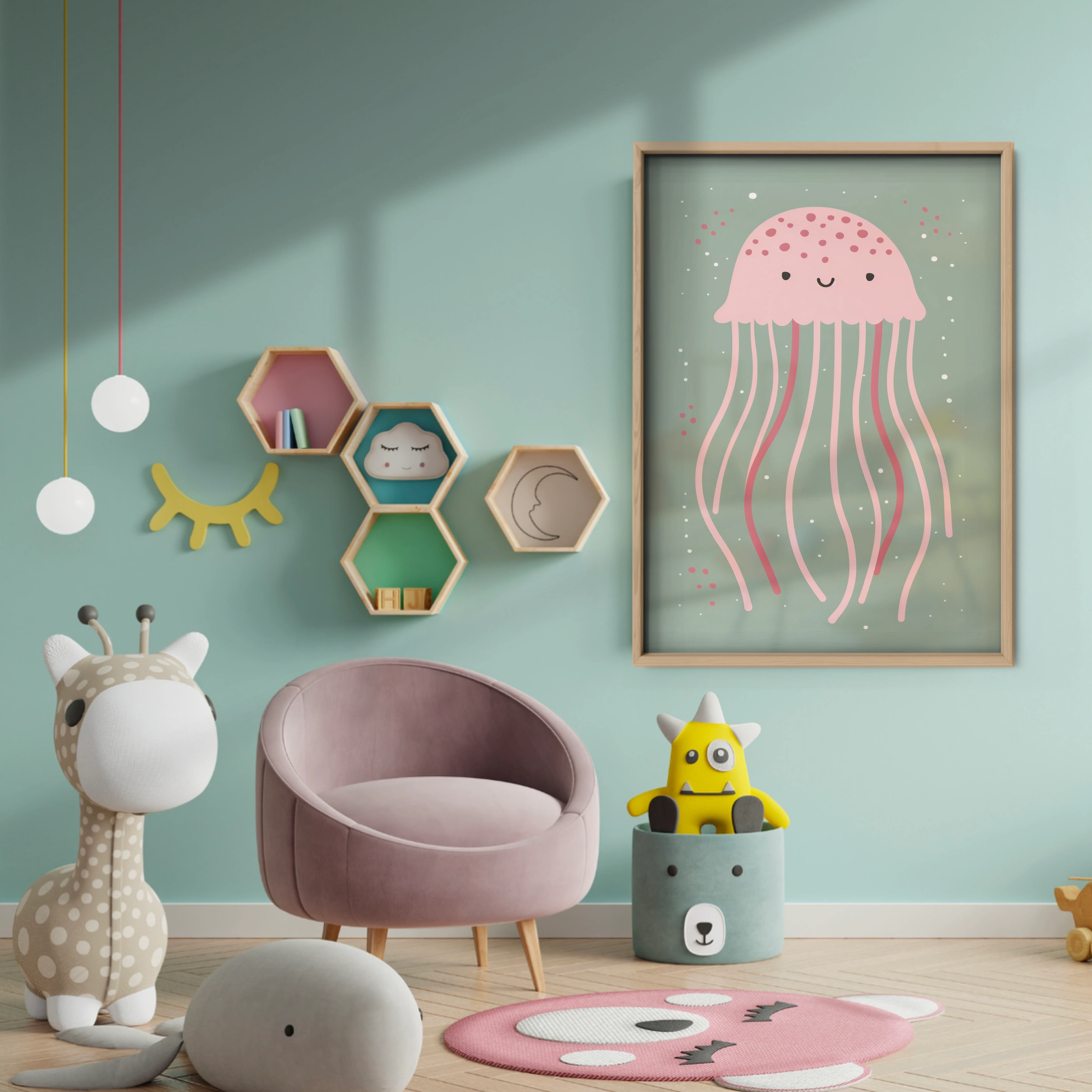Little Jellyfish Nursery Print - baby room wall decor print