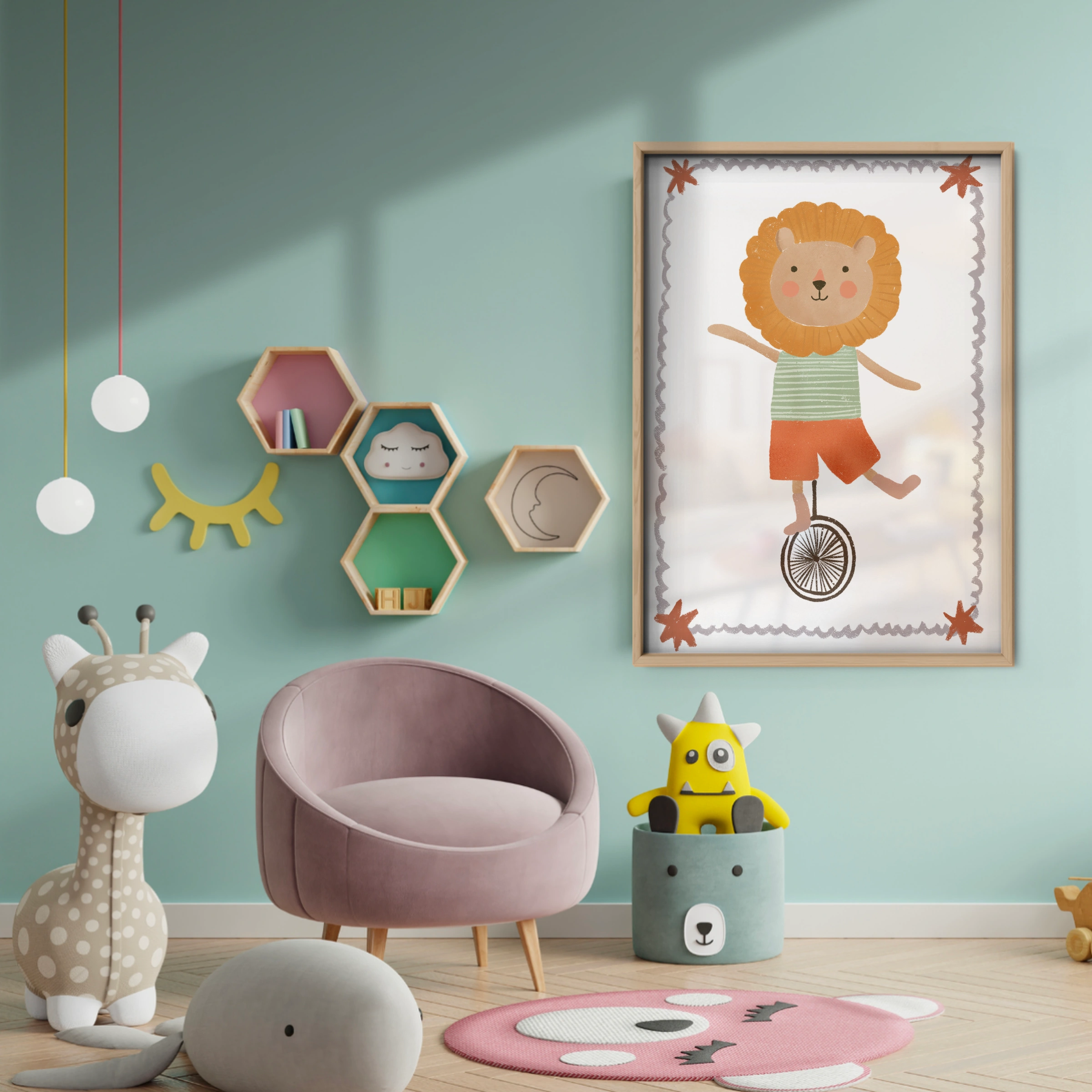 Little Lion Boy Nursery Print - baby room wall decor print