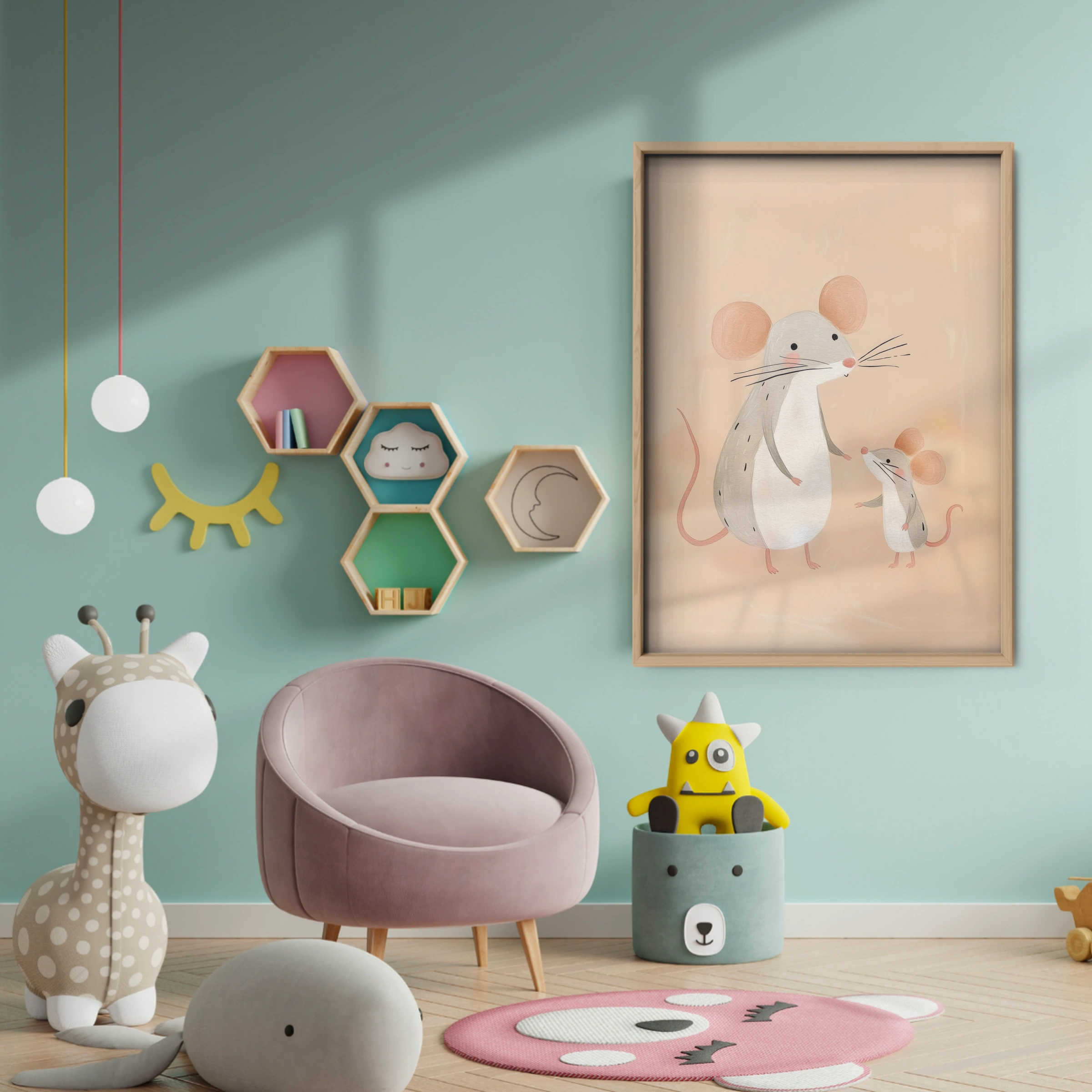 Little Mice Nursery Print - baby room wall decor print