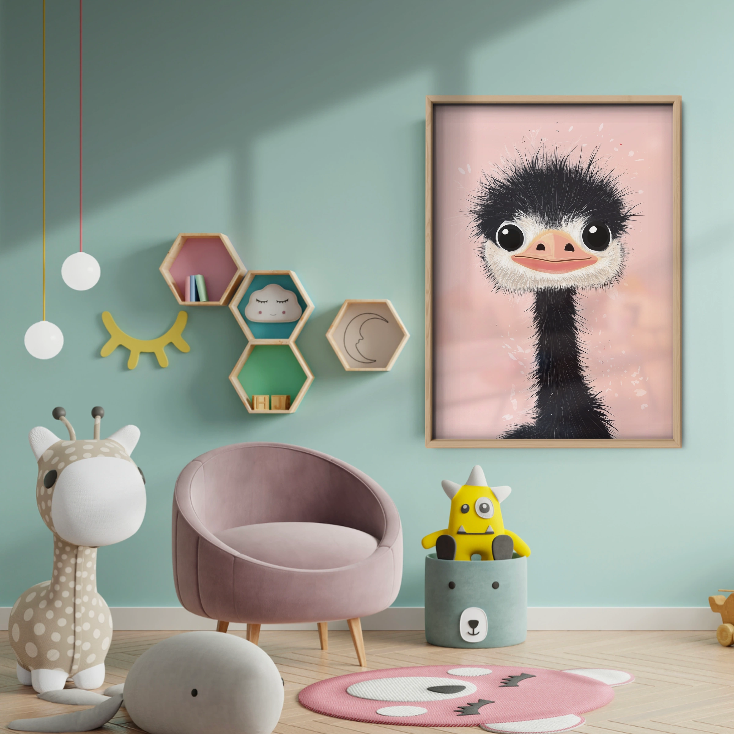 Little Ostrich Nursery Print - baby room wall decor print