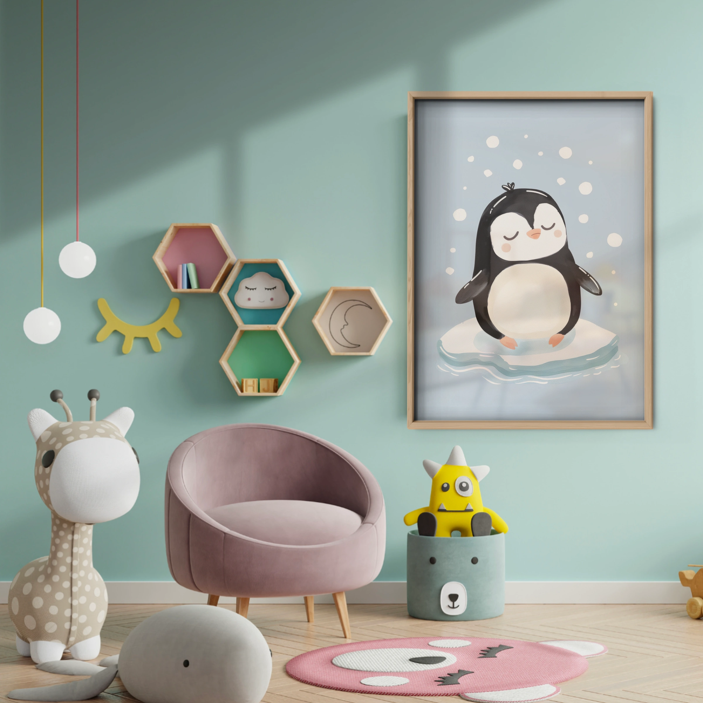 Little Penguin Nursery Print - baby room wall decor print