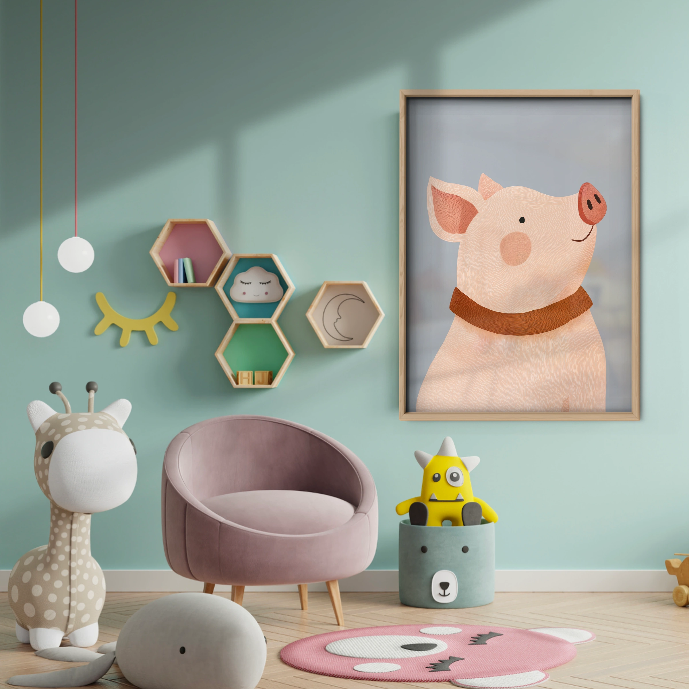 Little Pig Nursery Print - baby room wall decor print