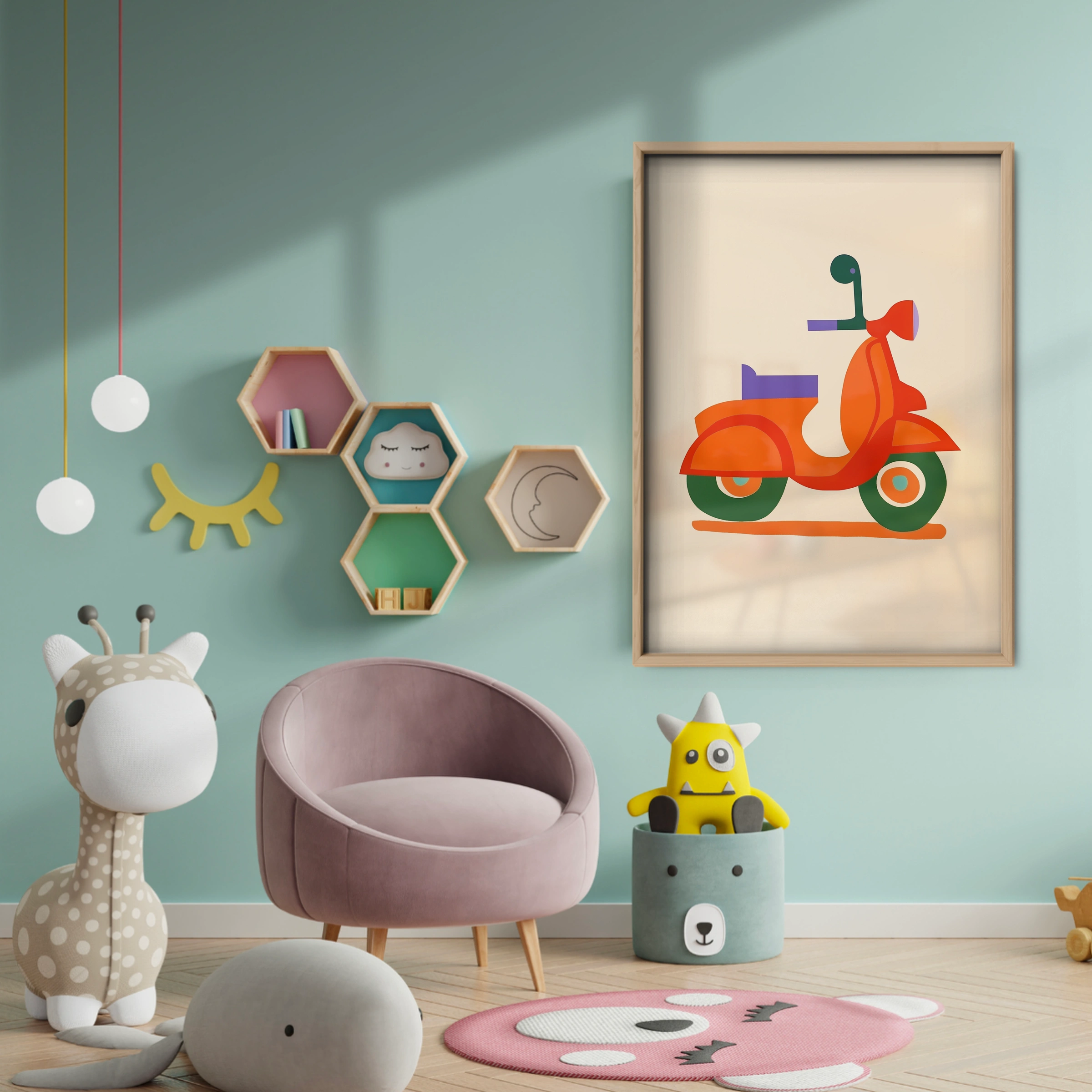 Little Scooter Nursery Print - baby room wall decor print