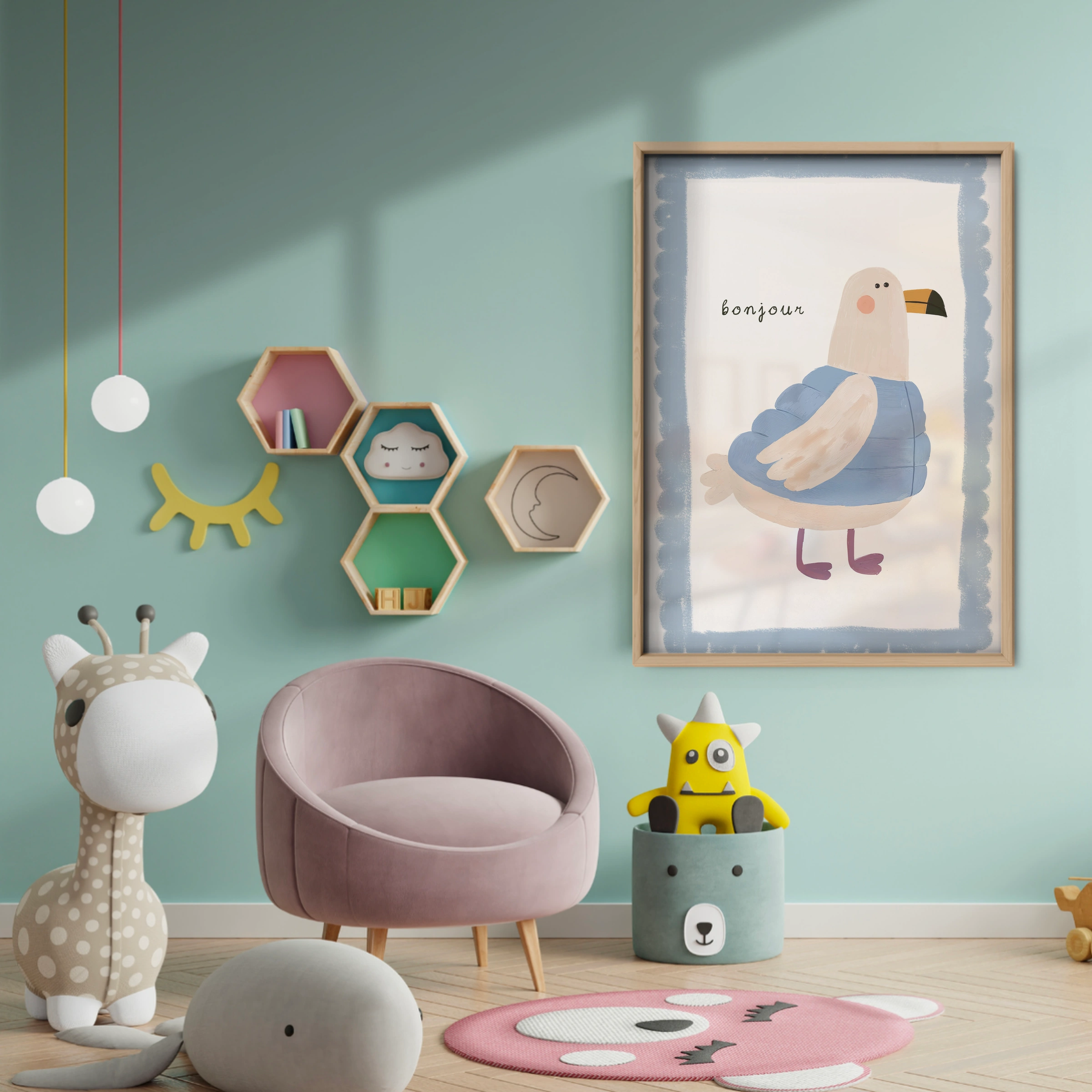 Little Seagull Nursery Print - baby room wall decor print