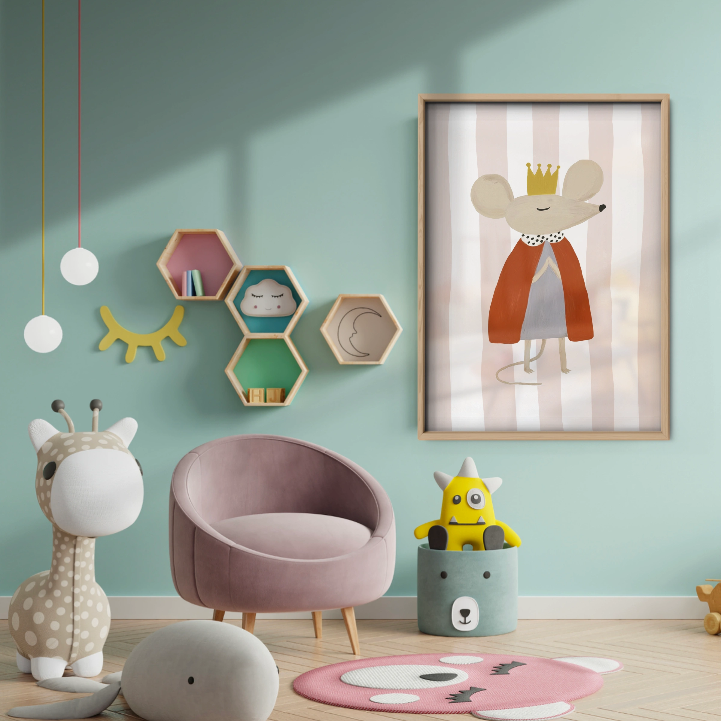 Little Standing Mouse Nursery Print - baby room wall decor print
