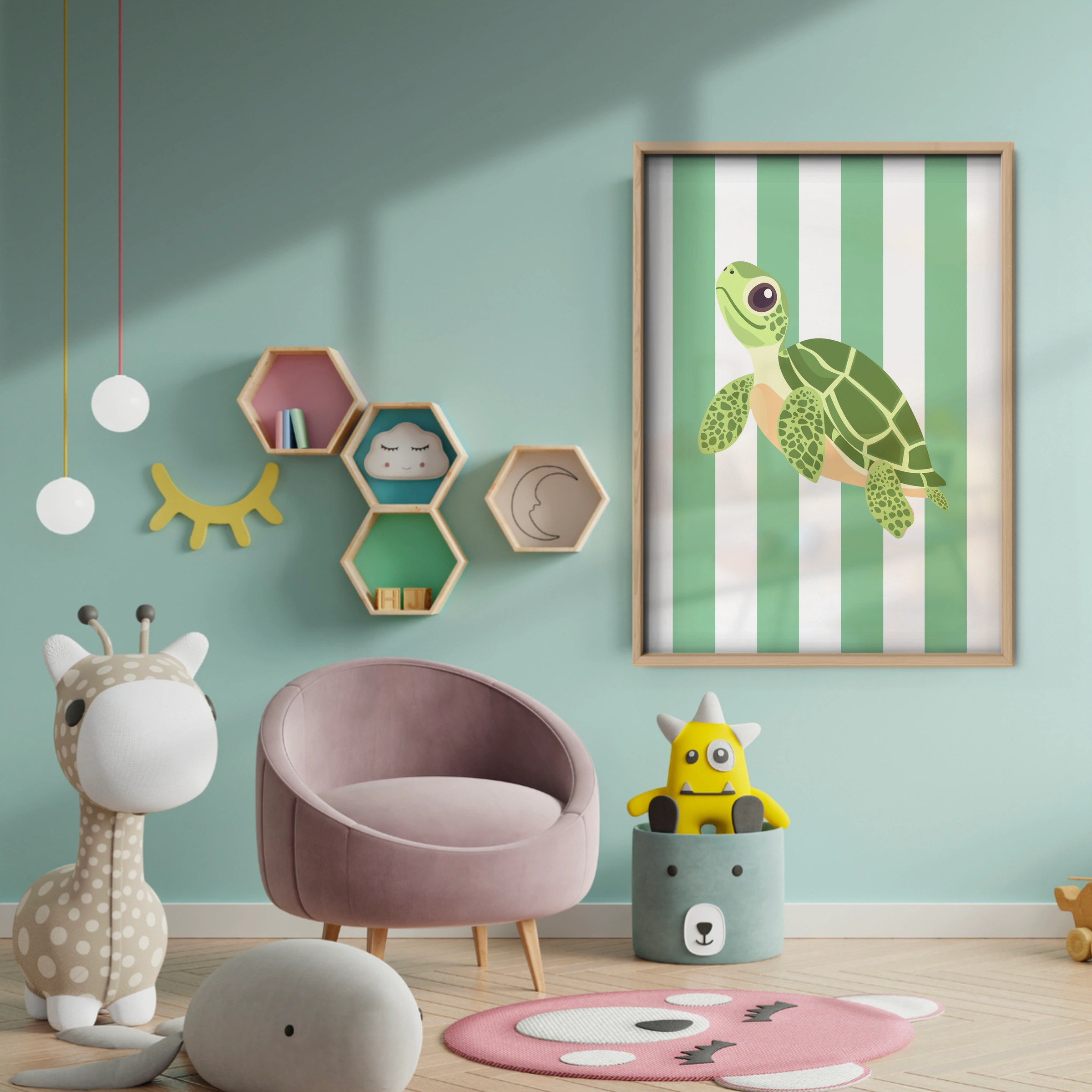 Little Turtle Nursery Print - baby room wall decor print