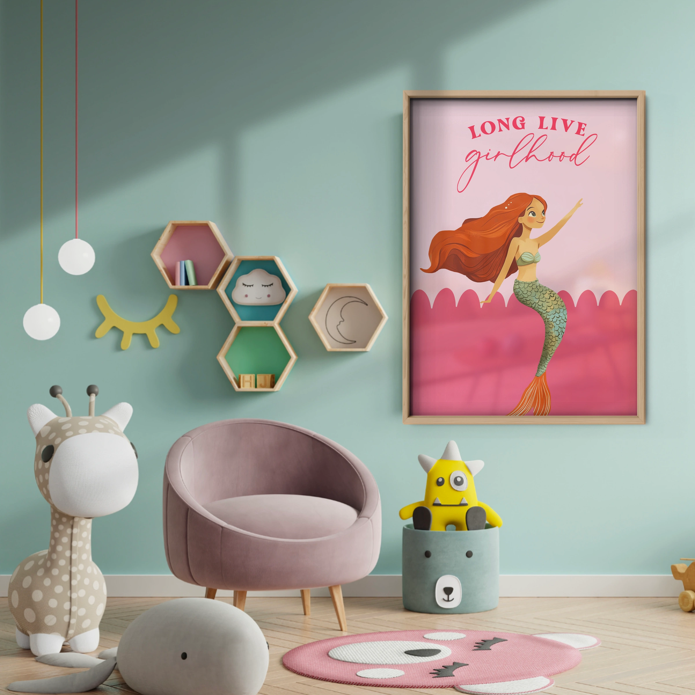 Long Live Girlhood Mermaid Nursery Print - baby room wall decor print