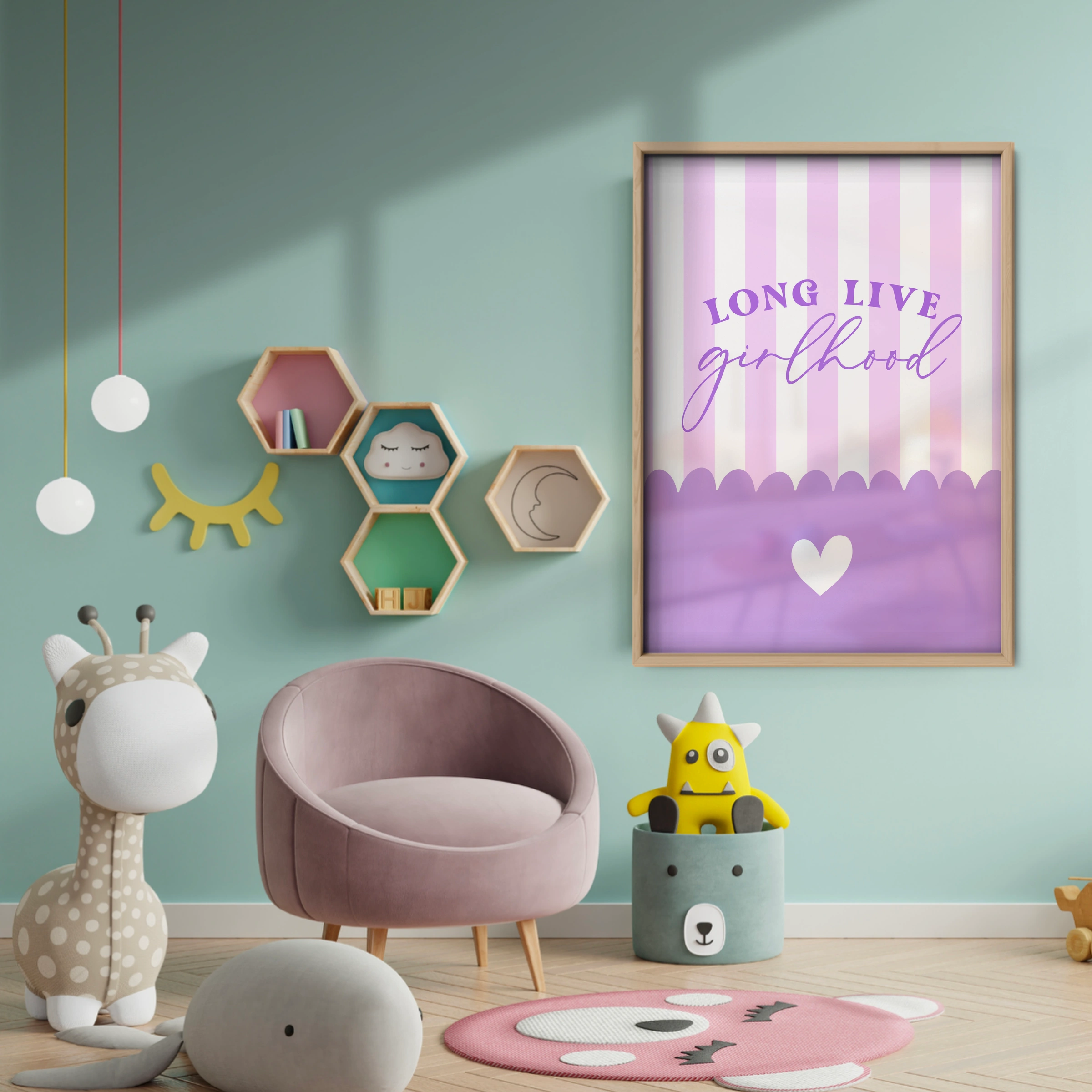 Long Live Girlhood Purple Nursery Print - baby room wall decor print