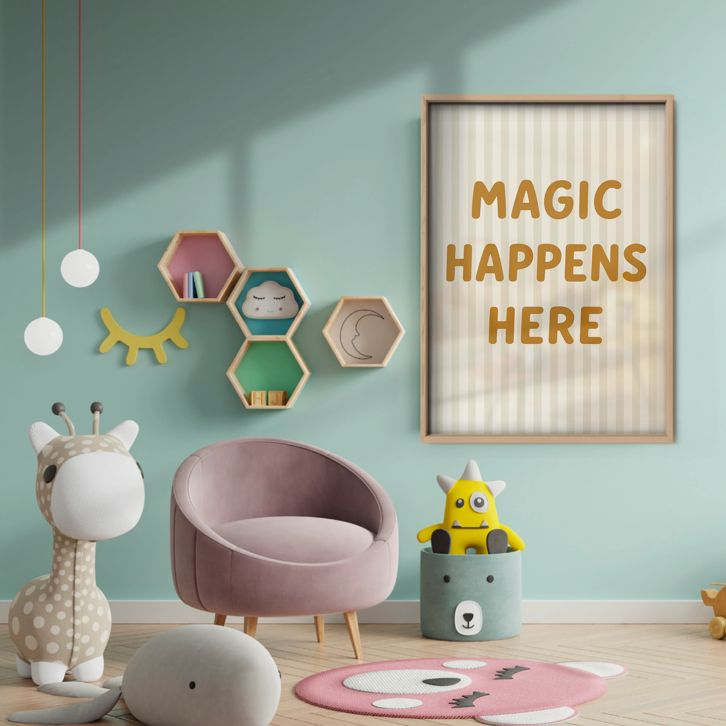 Magic Happens Here Nursery Print - baby room wall decor print