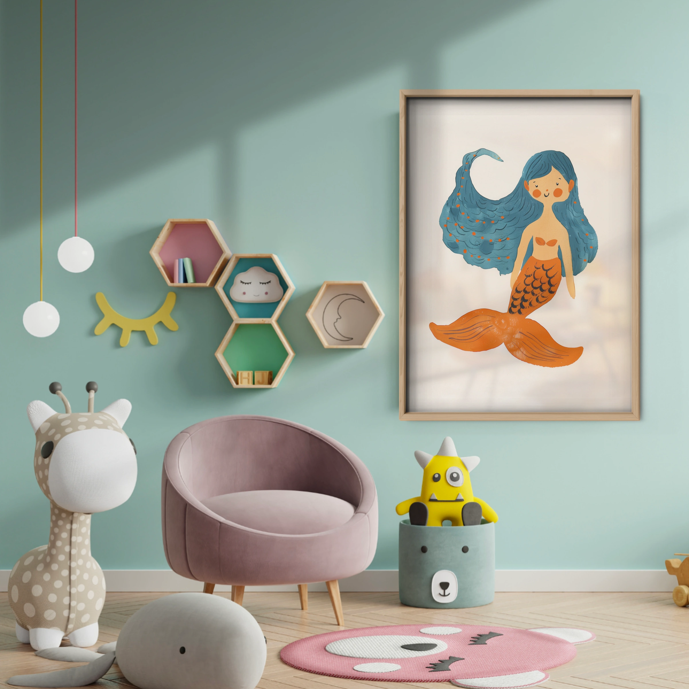 Mermaid Nursery Print - baby room wall decor print