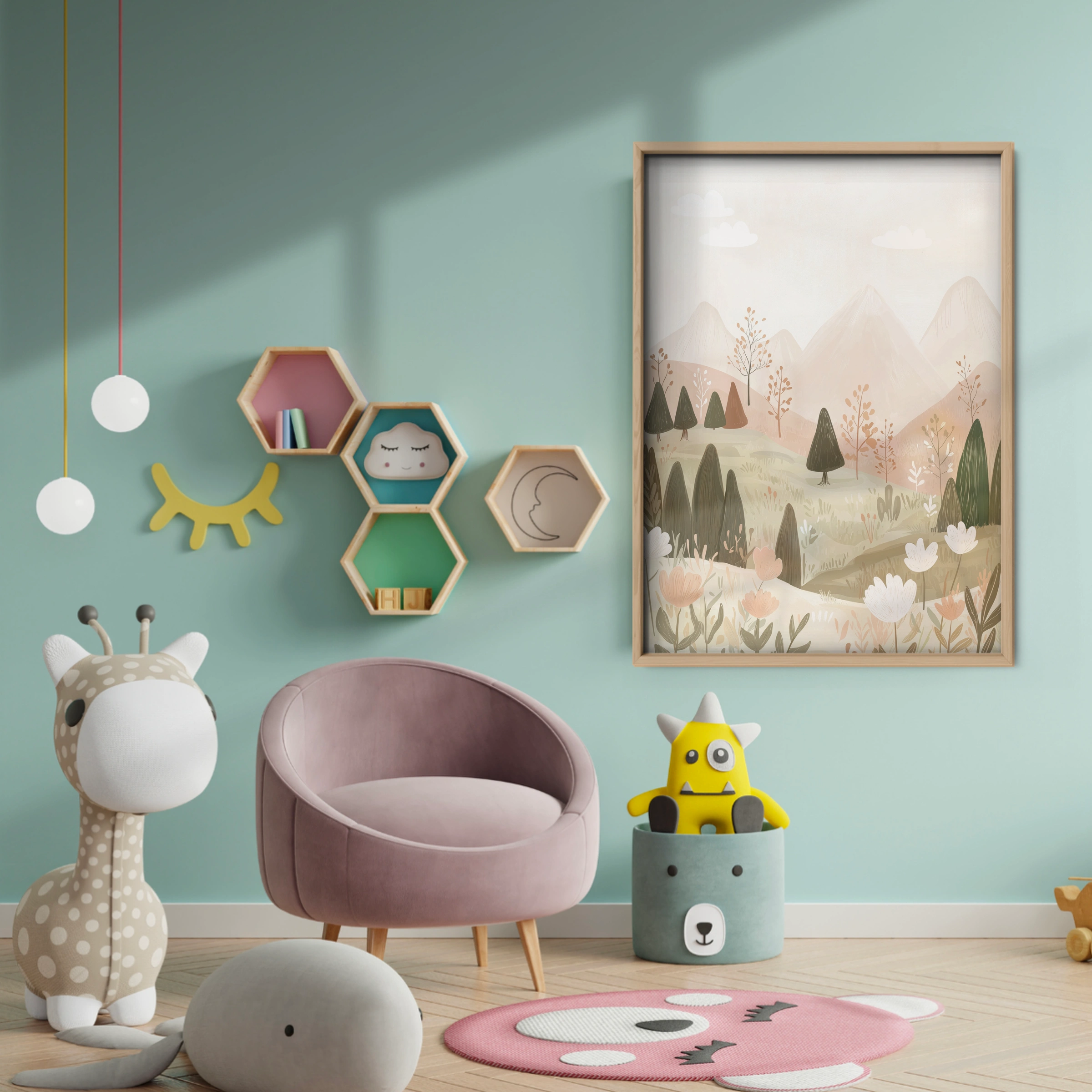 Misty Mountains Nursery Print - baby room wall decor print