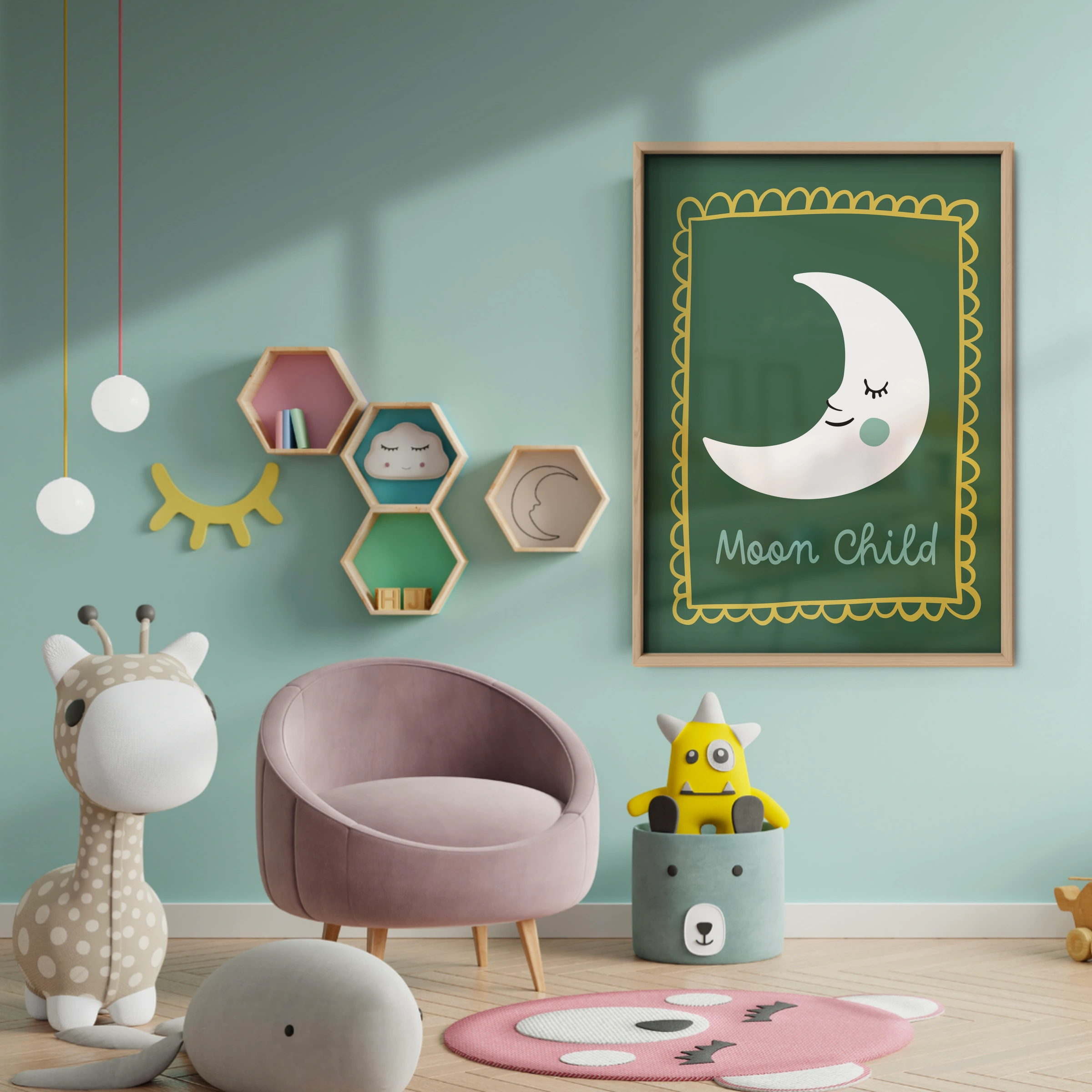 Moon Child Nursery Print - baby room wall decor print
