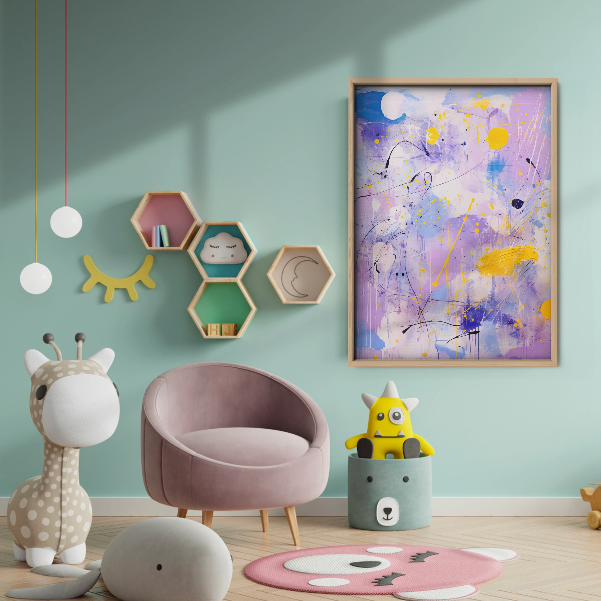 Moonlit Night Nursery Print - baby room wall decor print