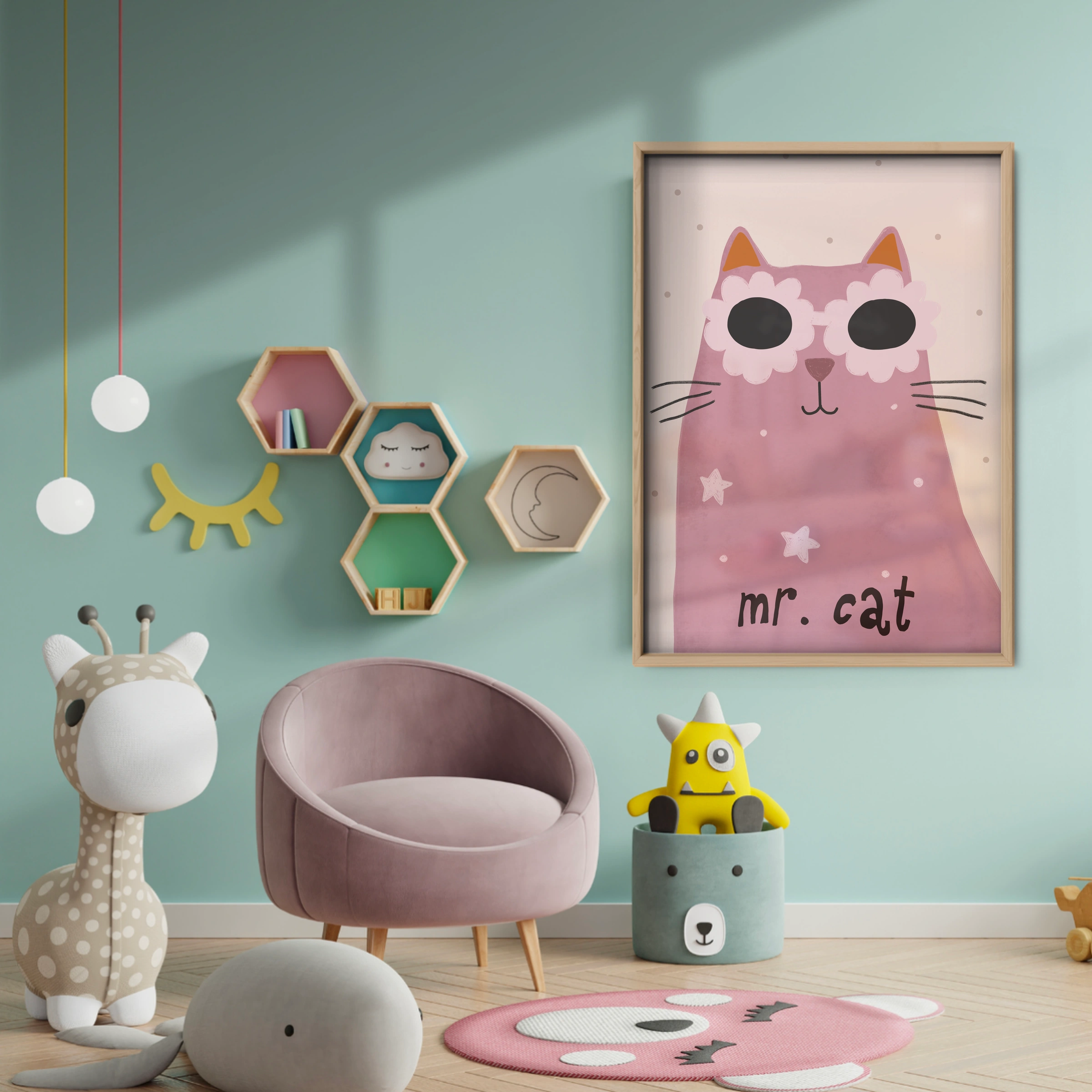 Mr Cat Nursery Print - baby room wall decor print
